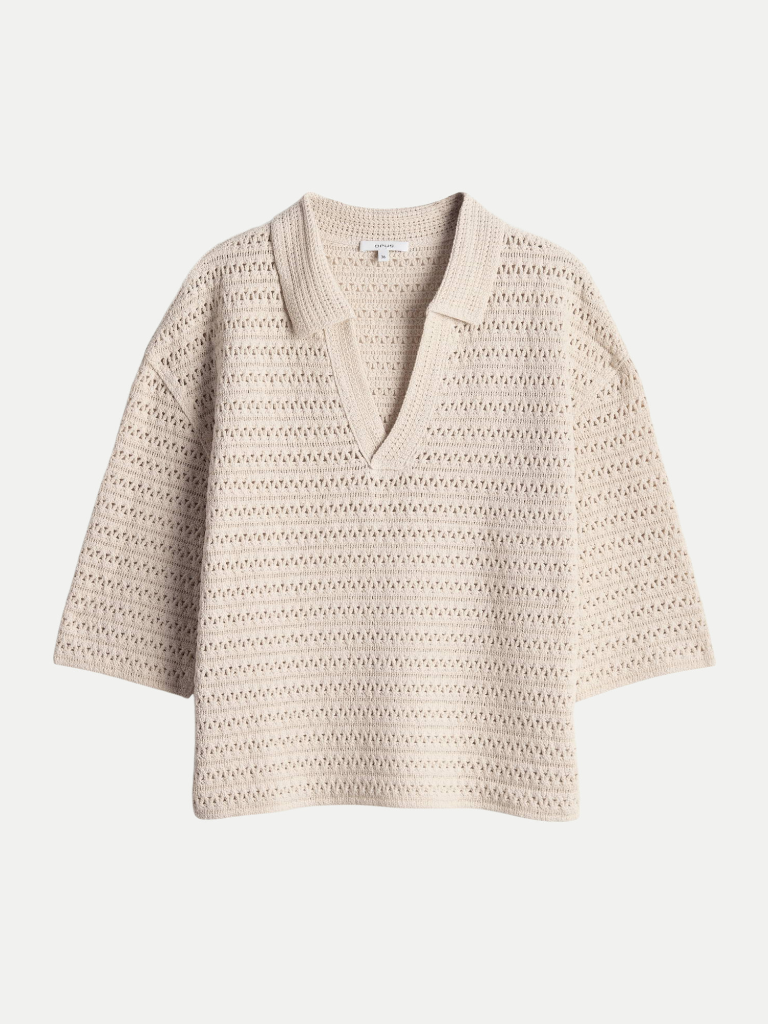 Kurzarmpullover Garakino mit Lochmuster Beige 40