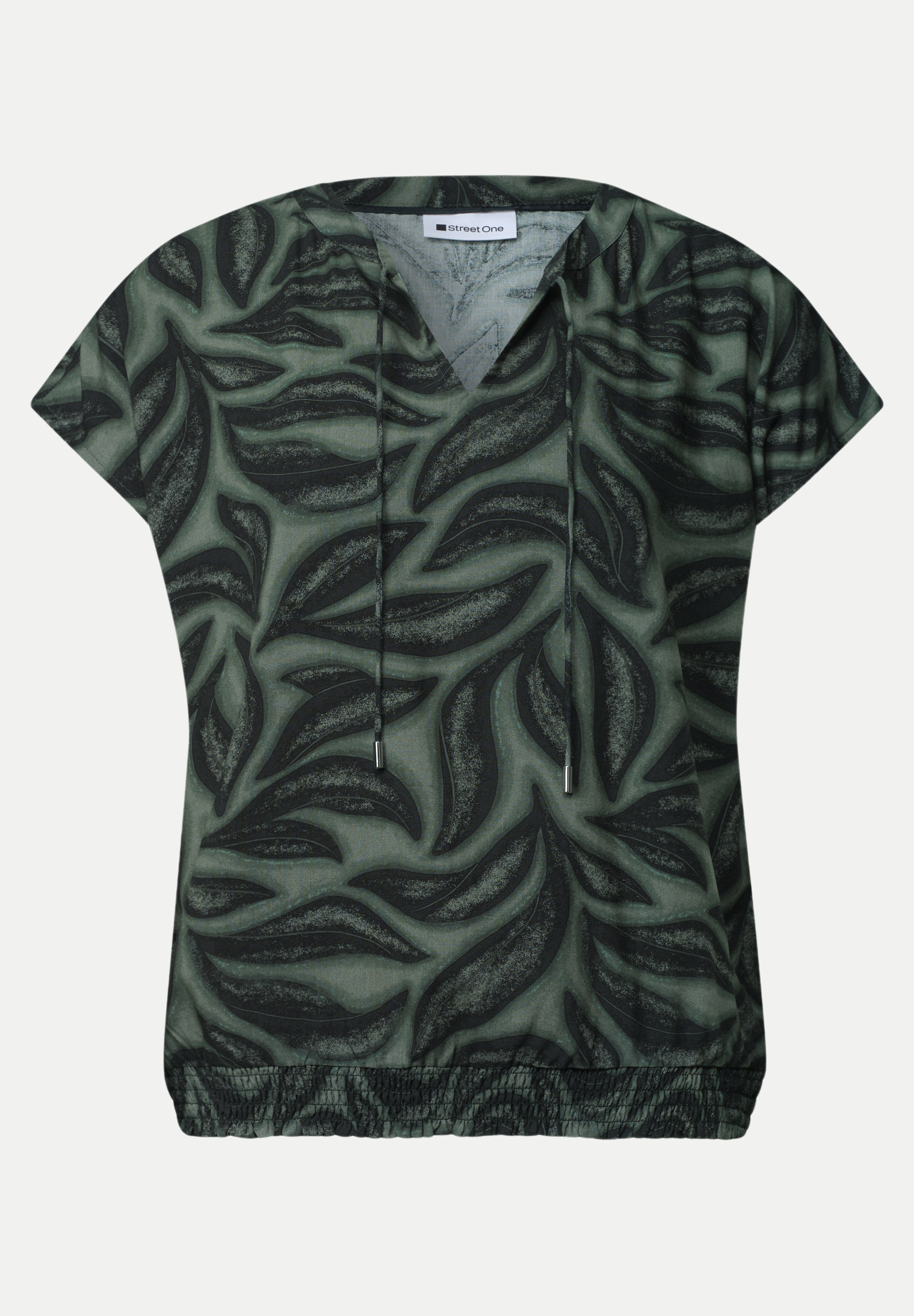 Blusenshirt mit Split Neck Grün 40