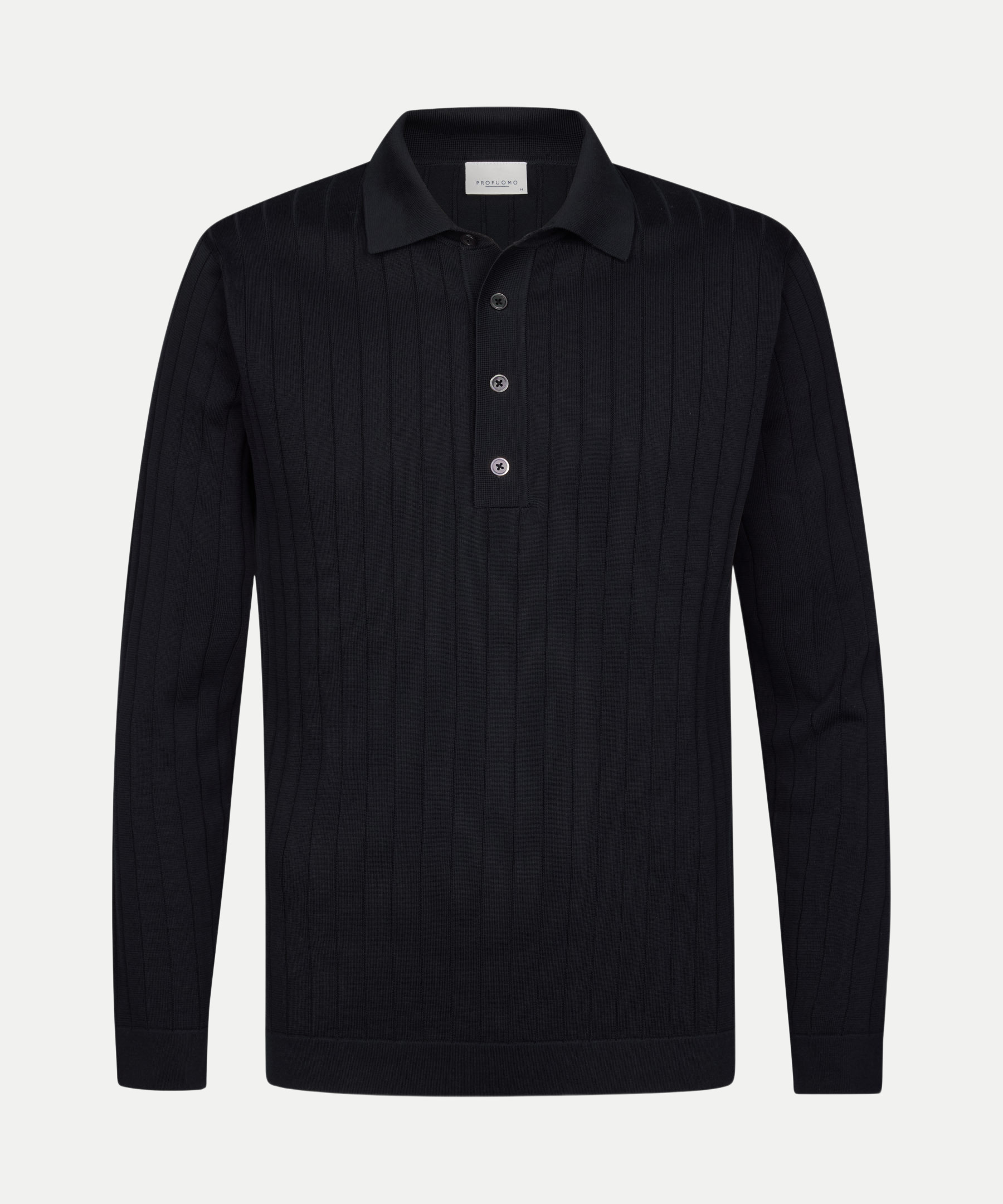 Langarm-Poloshirt Schwarz M