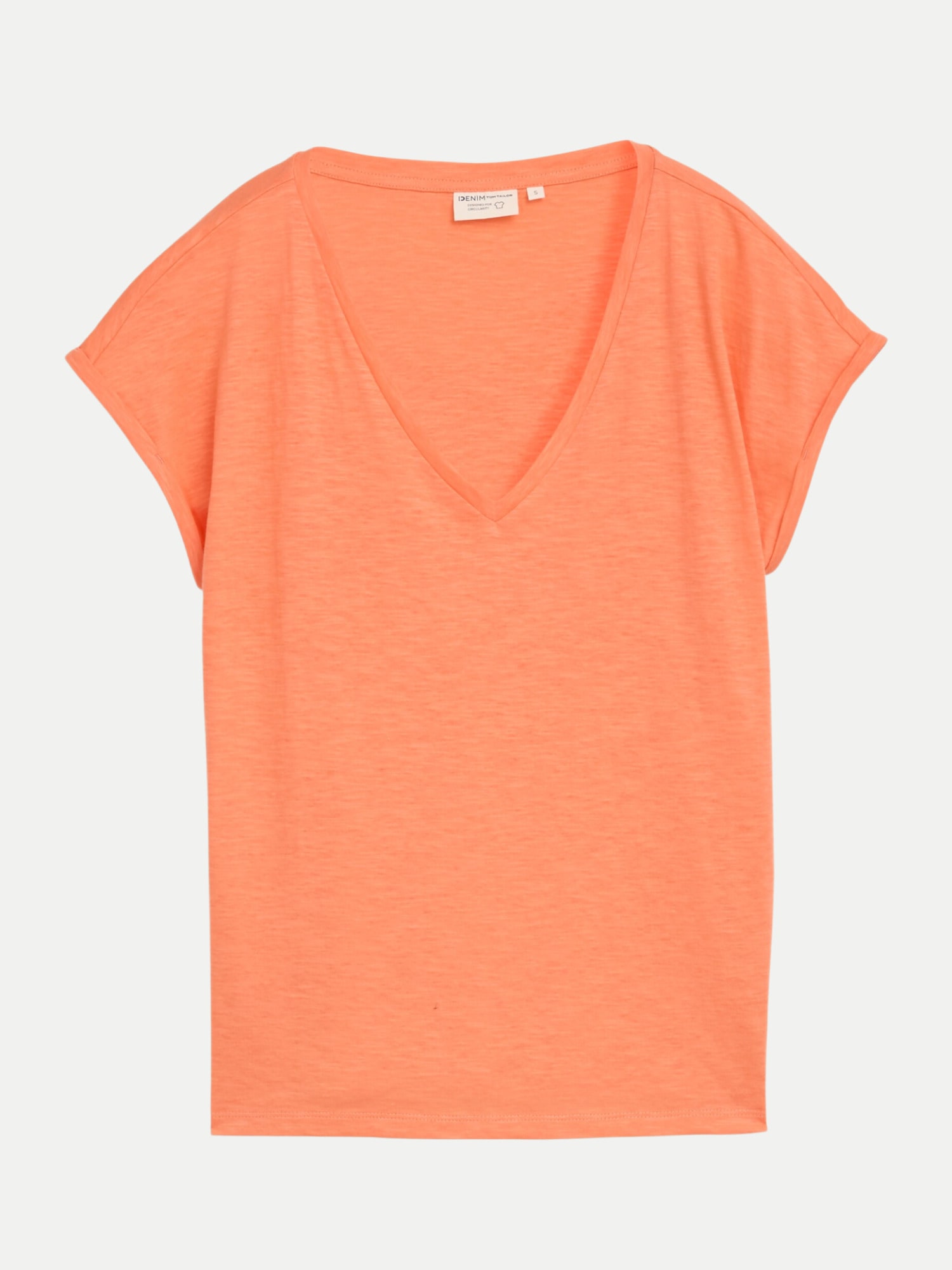 Basic T-Shirt mit V-Ausschnitt Orange M