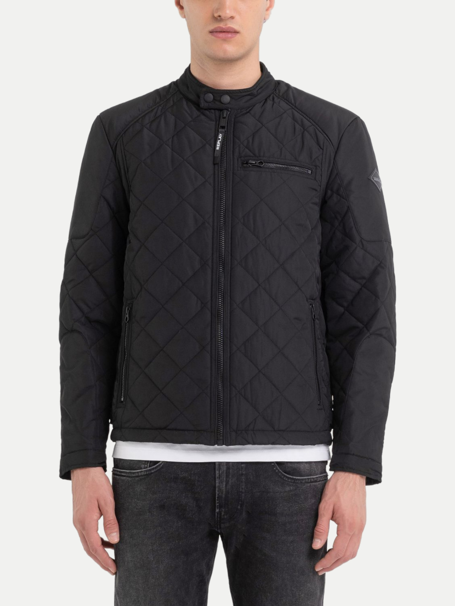 Gesteppte Bikerjacke Schwarz 3XL