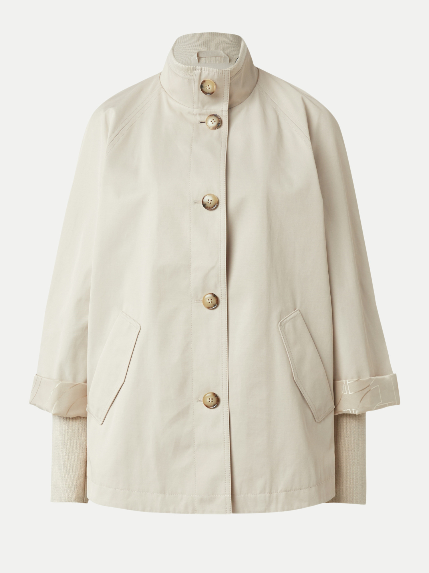 Cape-Jacke mit Stehkragen Beige L