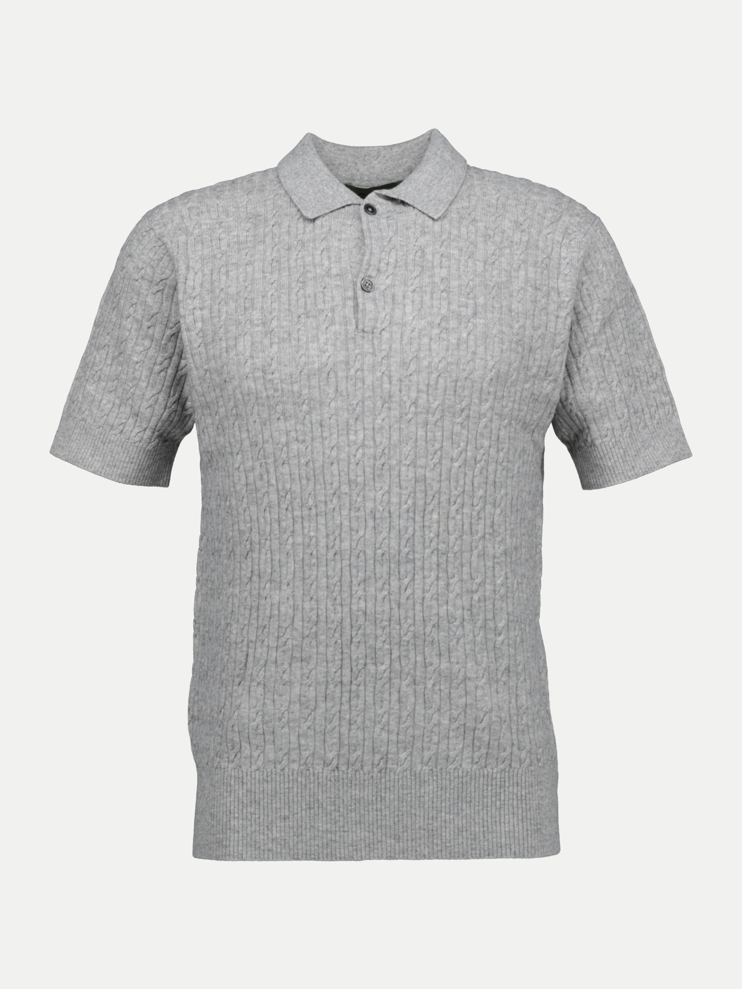Strickpolo mit Zopfmuster Grau 52