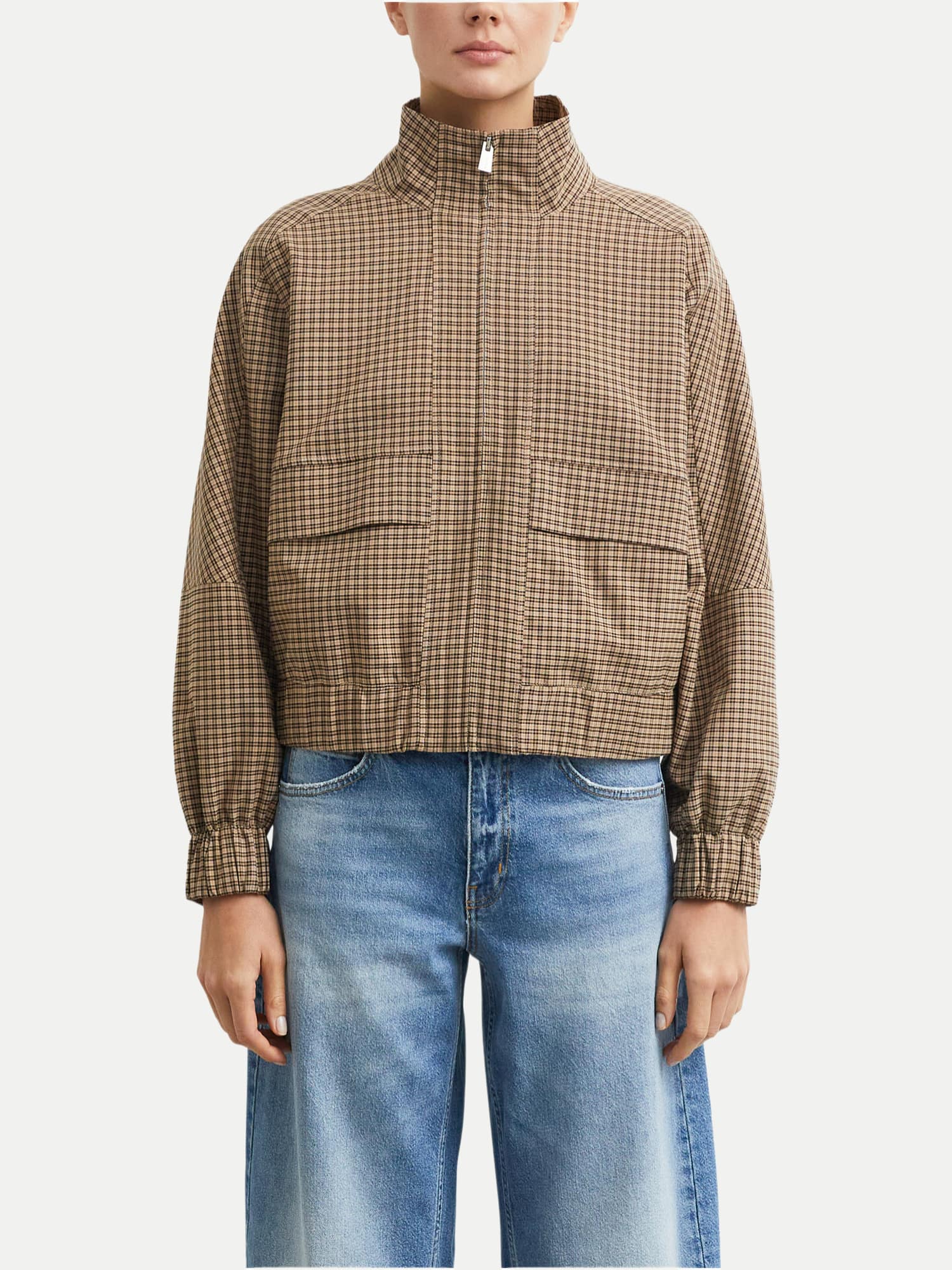 Blouson mit Karo-Muster Braun 36