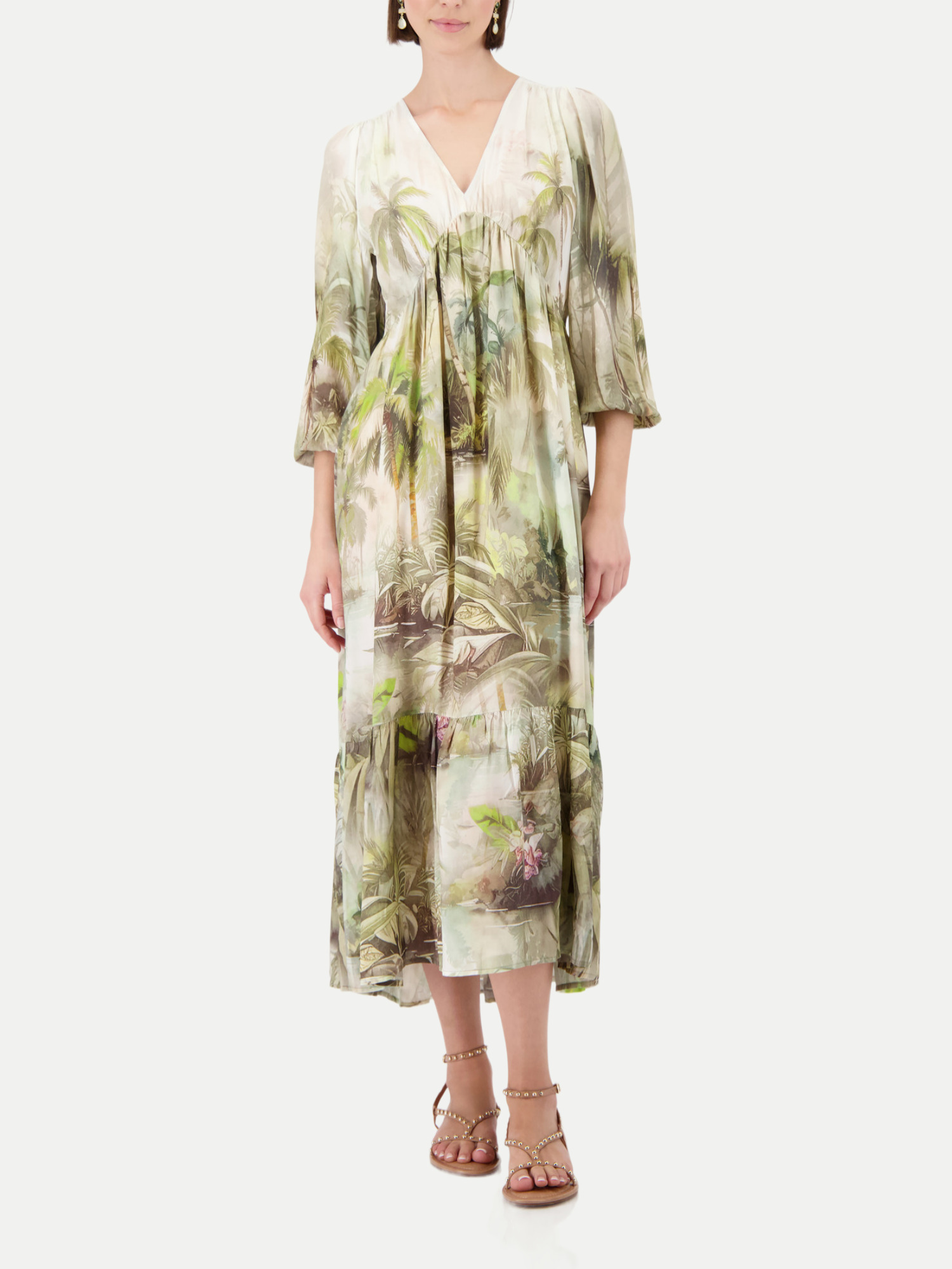 Maxikleid mit Tropik-Design Mehrfarbig 42