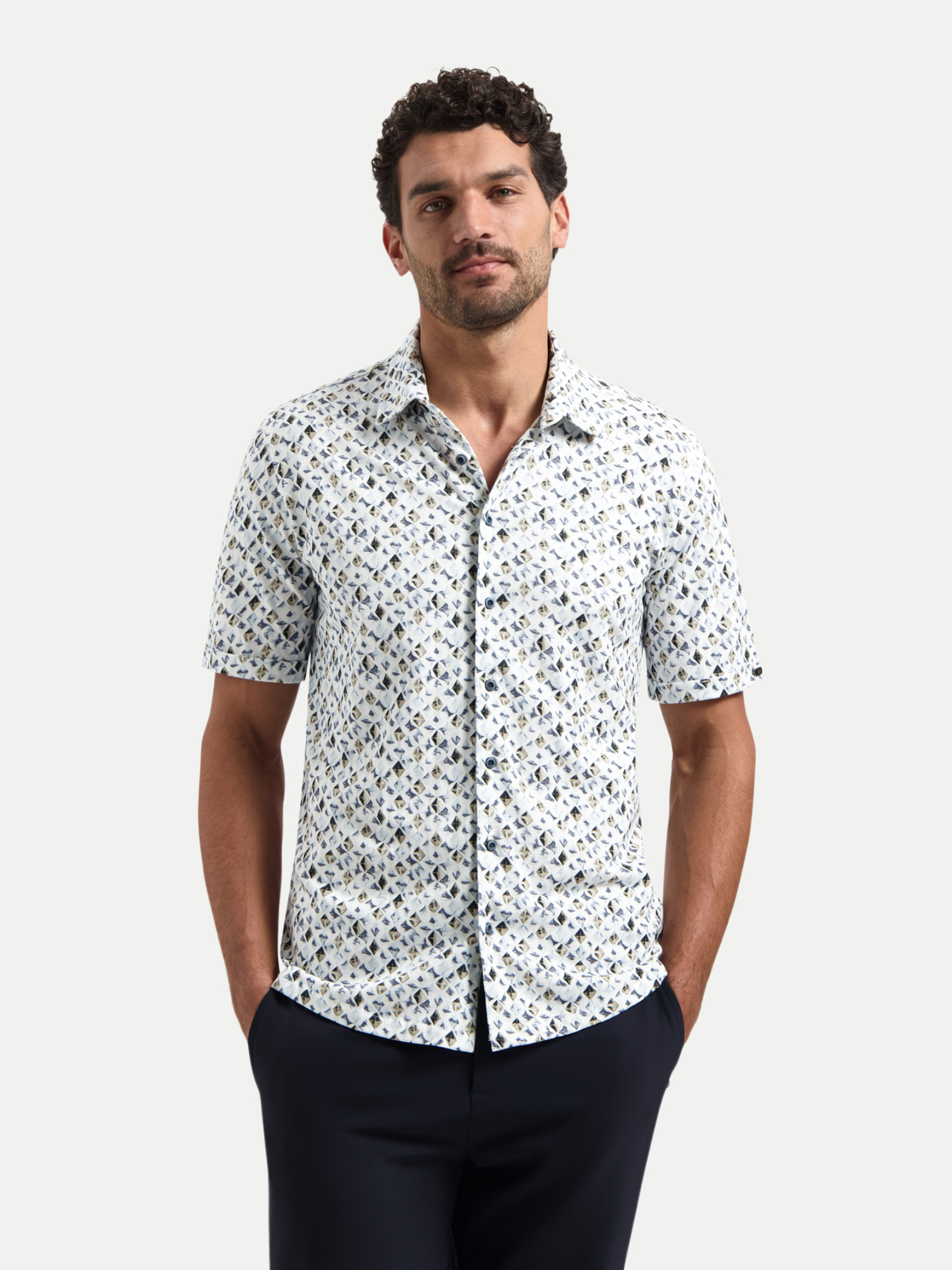 Hemd mit Allover-Print Weiß XXL
