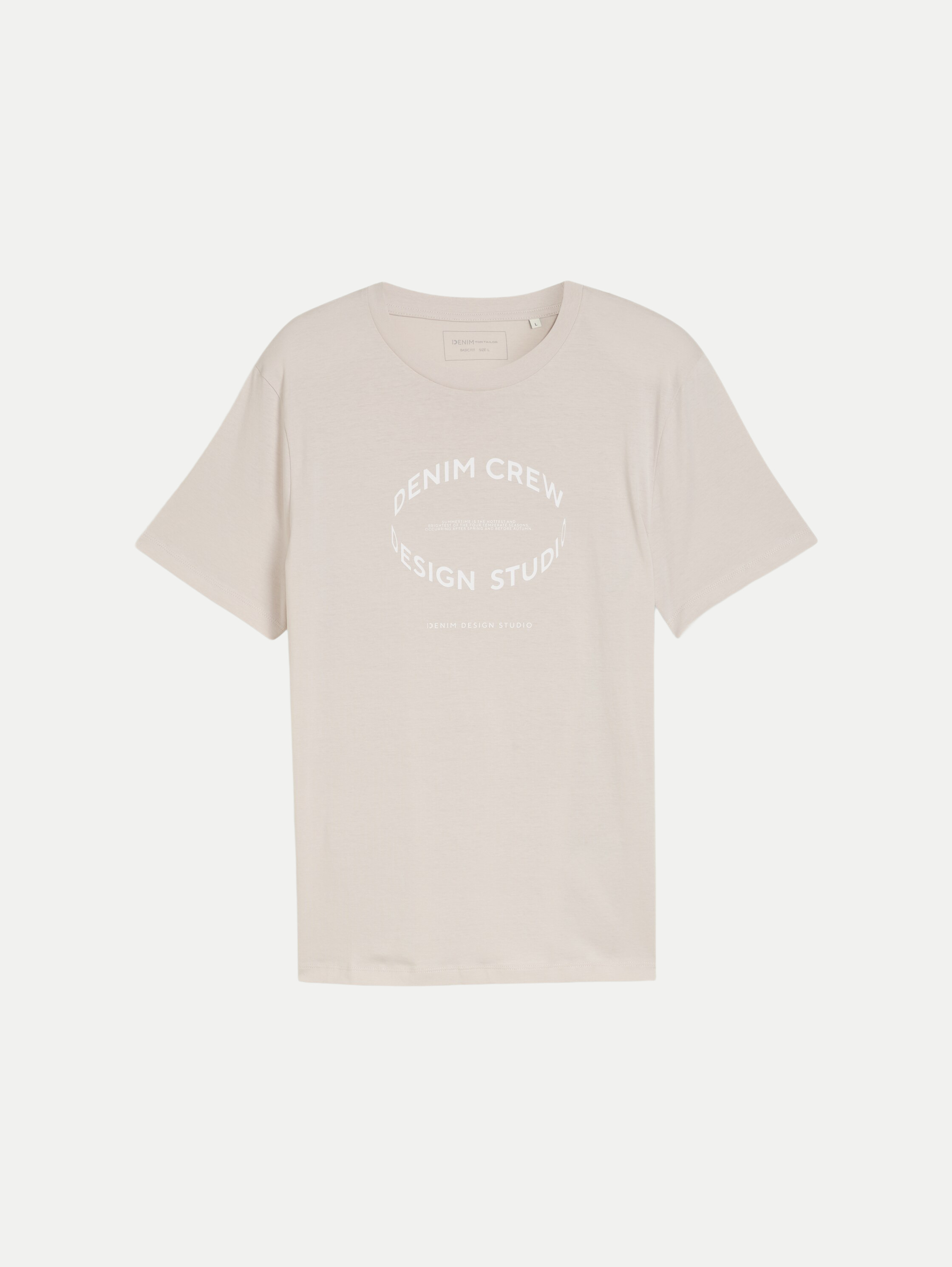 Basic T-Shirt mit Logo Print Beige L