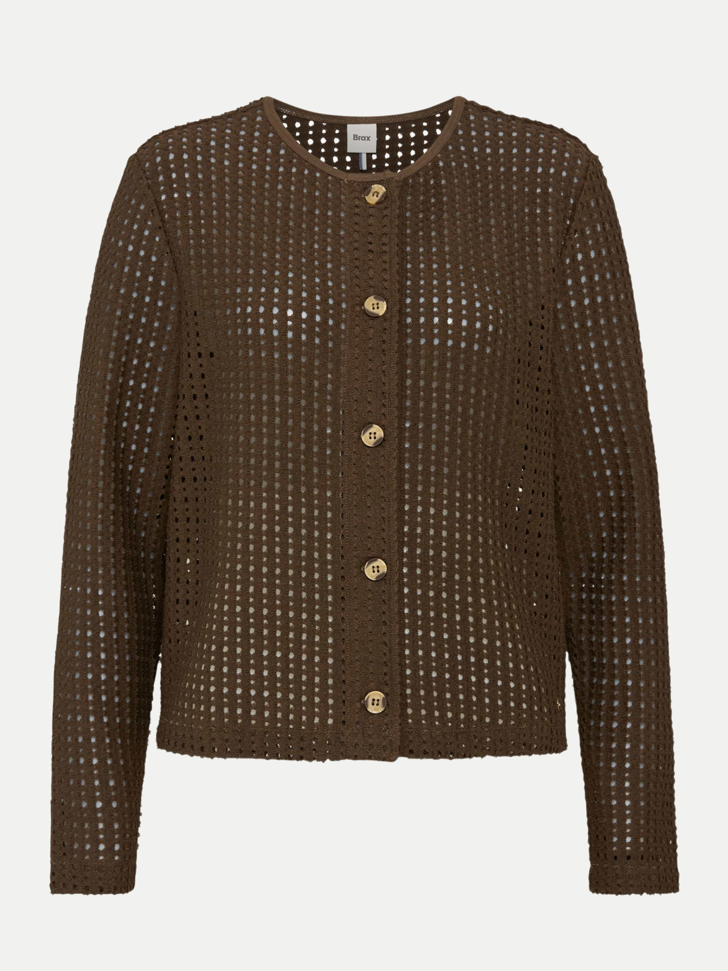 Strickjacke in Crochet-Optik Braun 44