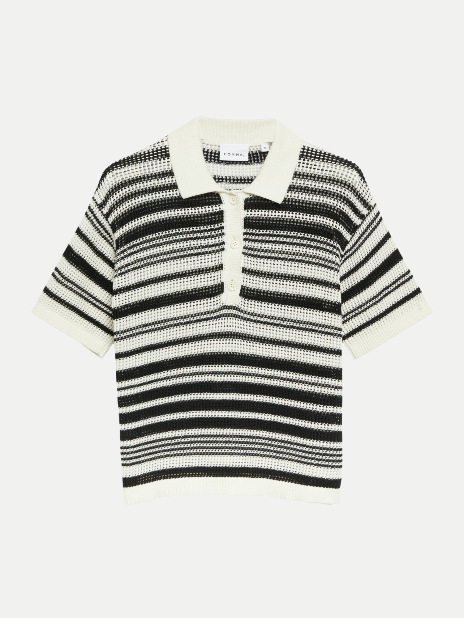 Poloshirt aus Ajourstrick Mehrfarbig 40