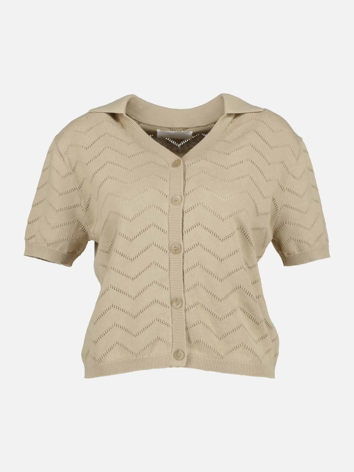 Strickjacke mit Polokragen Beige 38