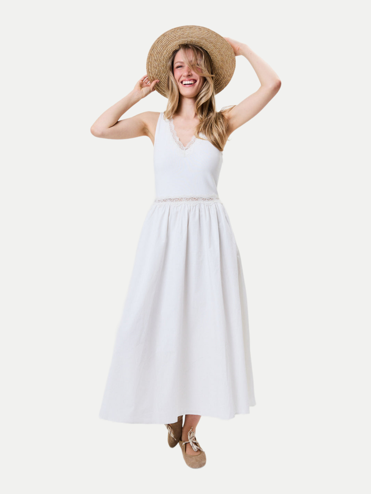 OH APRIL Midi-Kleid Nami Weiß L