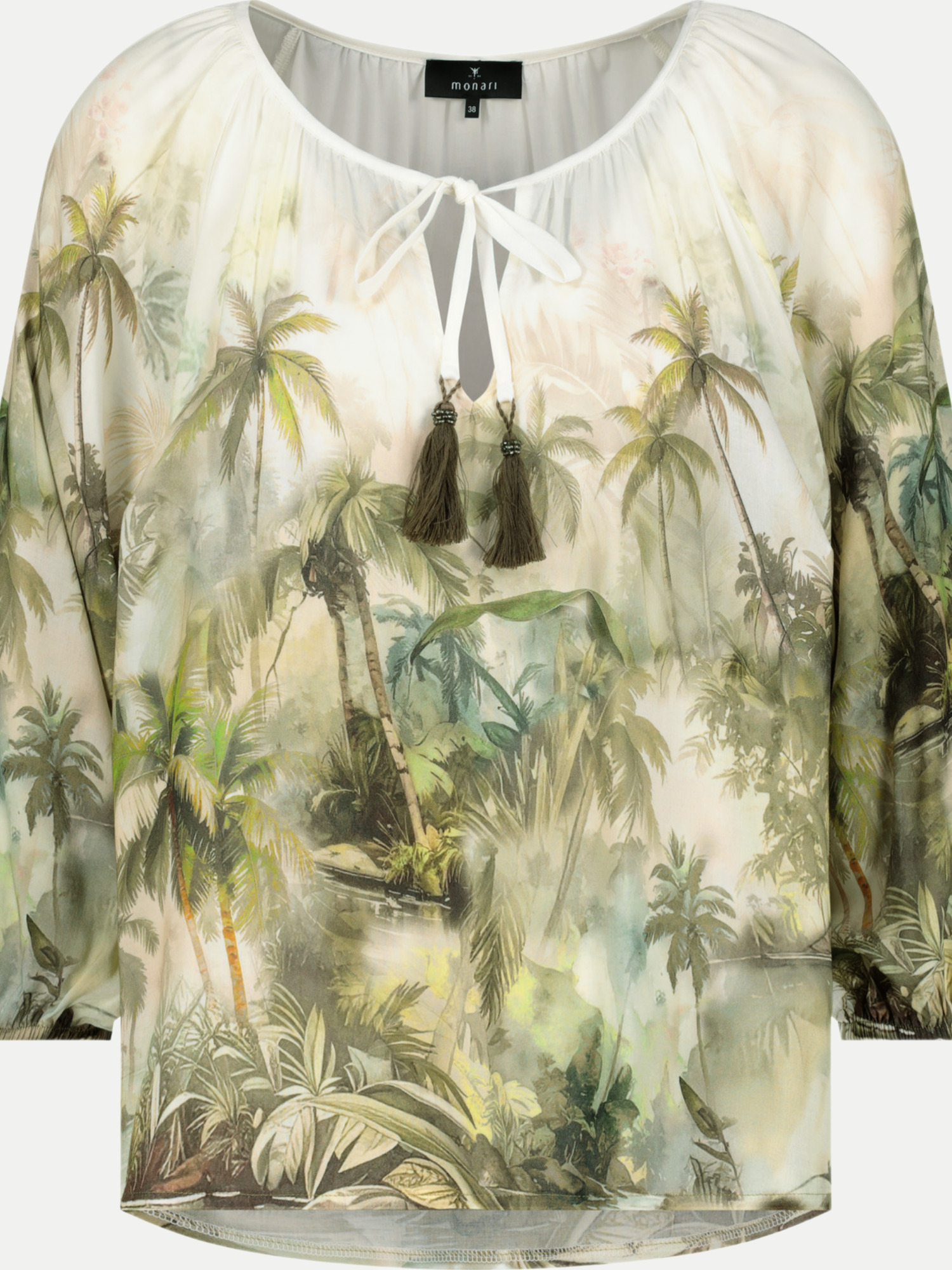 Blusenshirt mit Tropik-Design Mehrfarbig 46