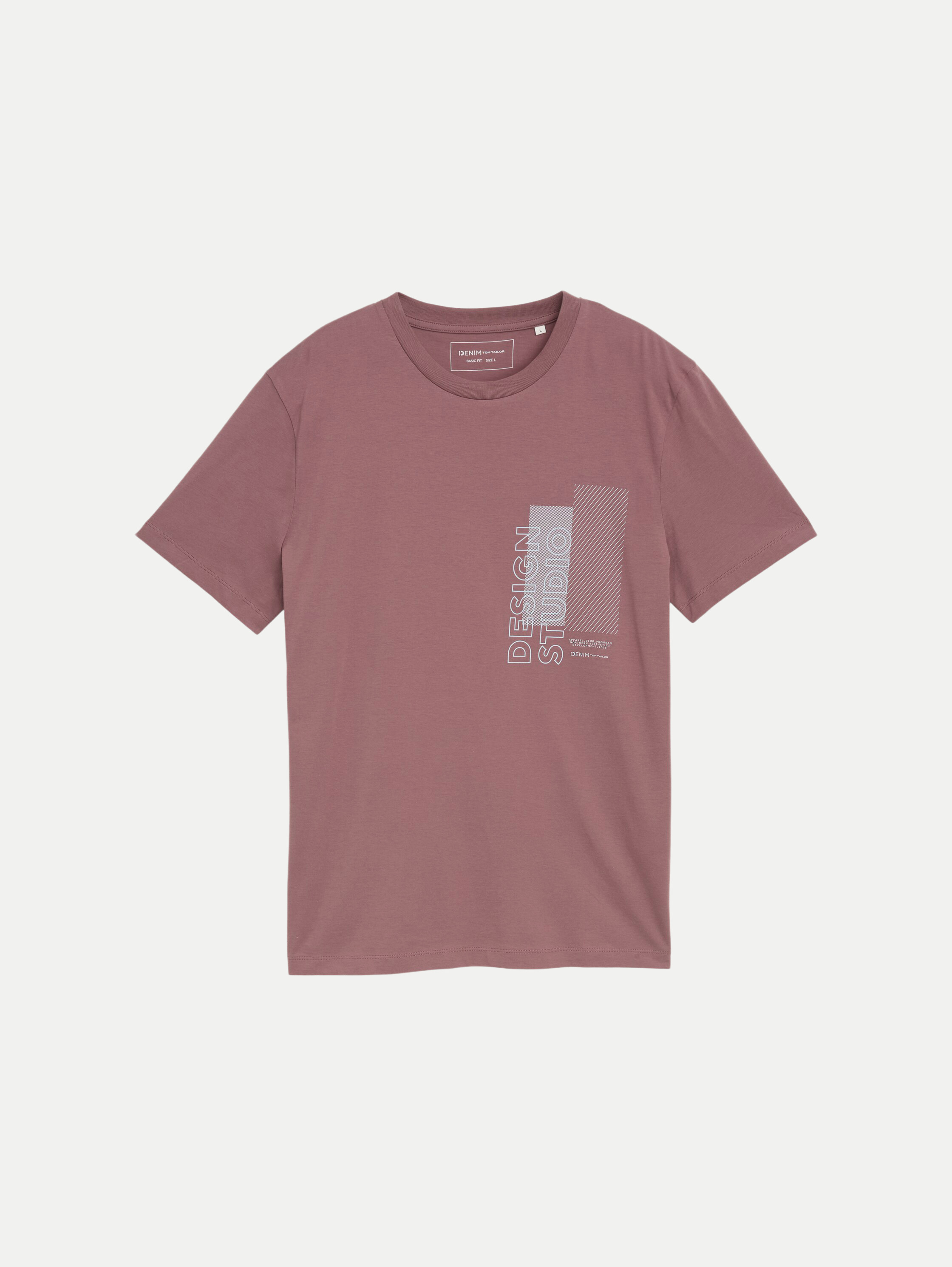 Basic T-Shirt mit Logo Print Rosa M