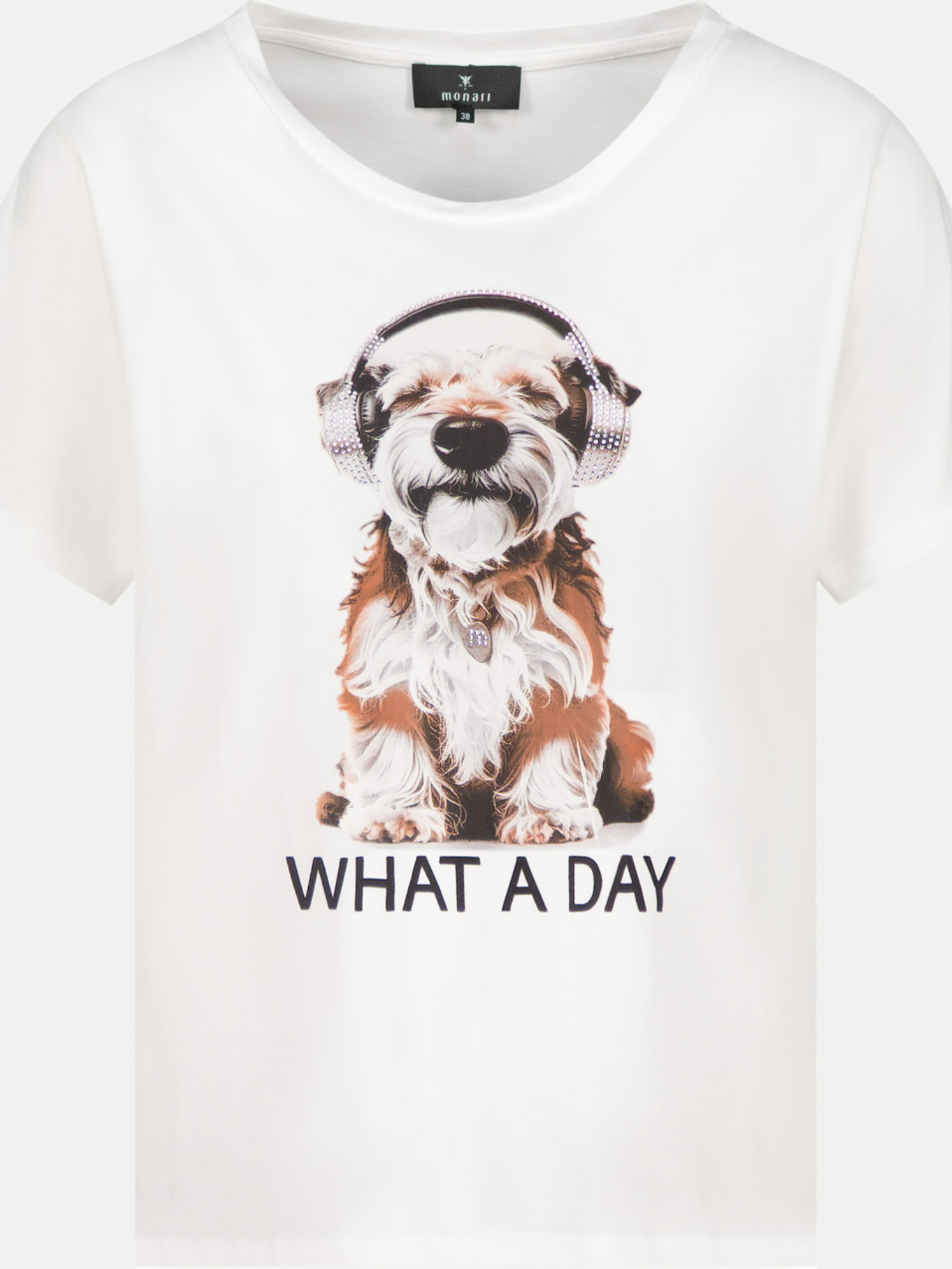 T-Shirt mit Hund-Print Weiß 44