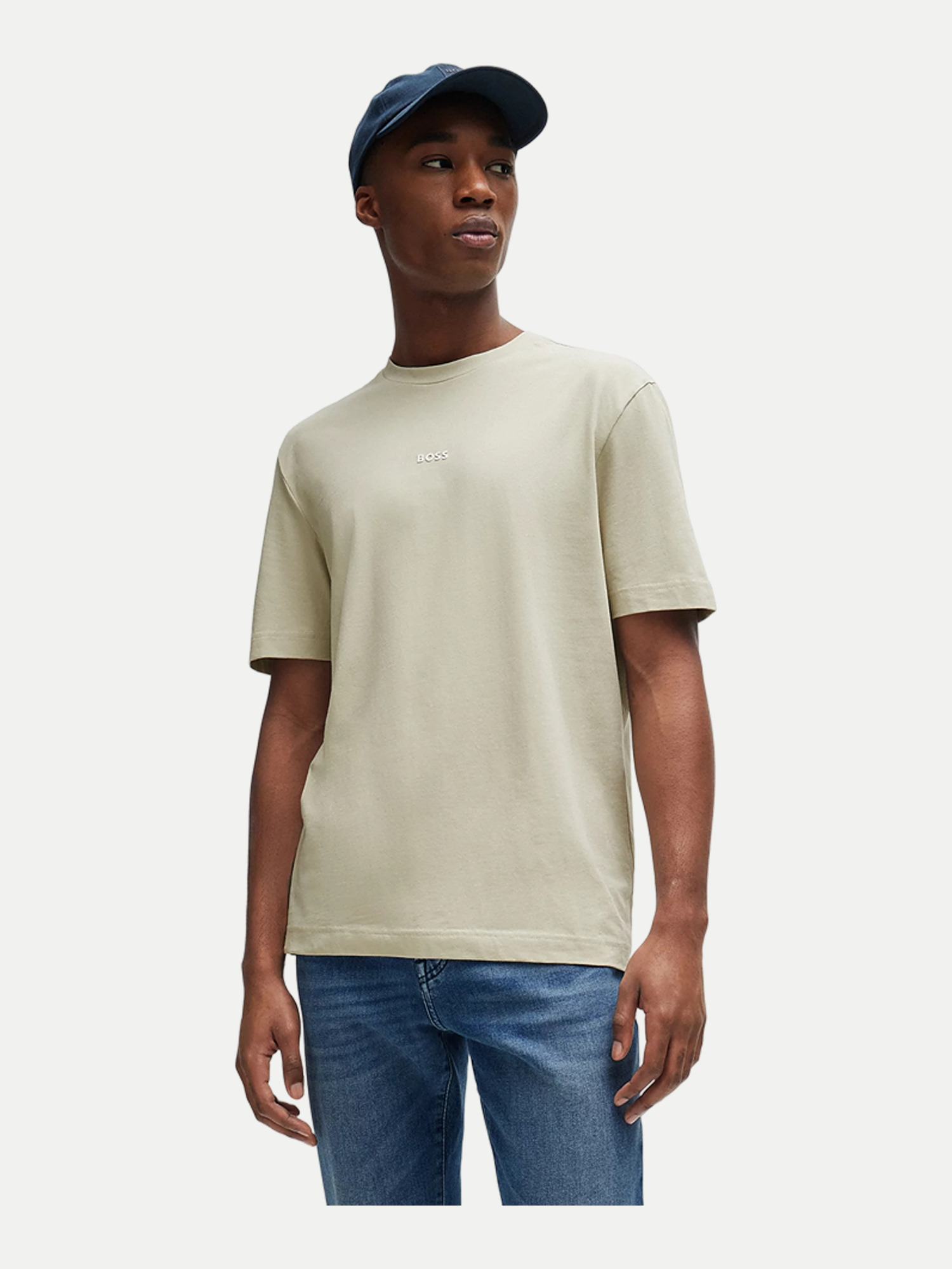 Orange T-Shirt mit Logoprint Beige M