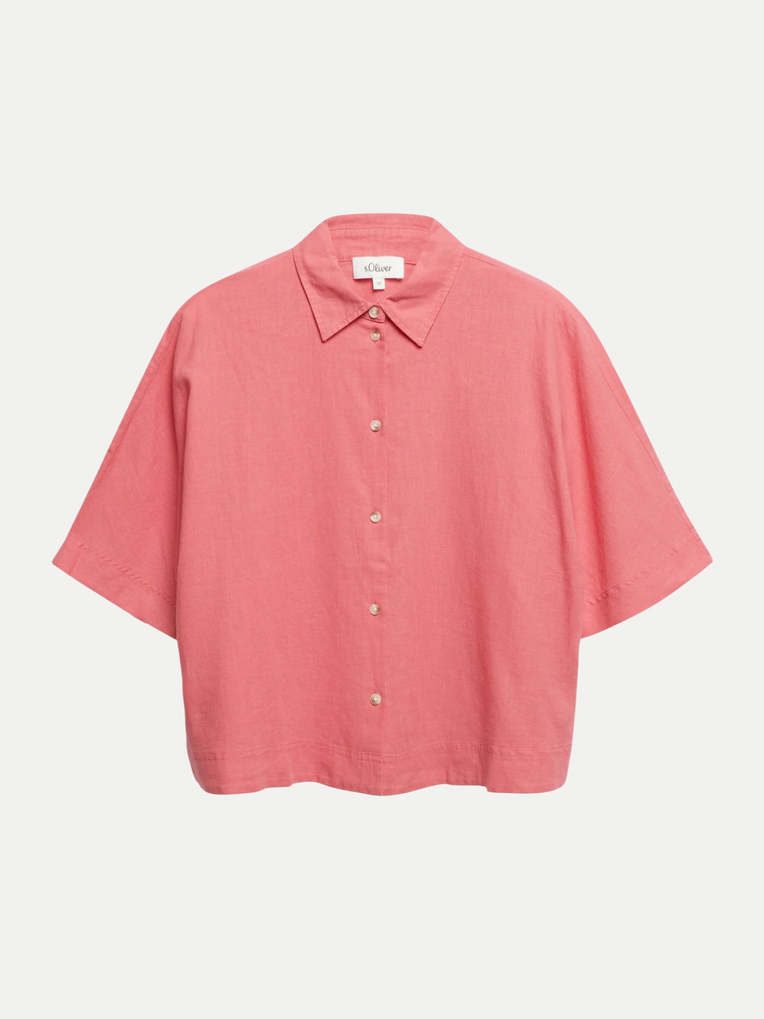 RED LABEL Kurzarm-Bluse aus Leinenmix Rosa 38