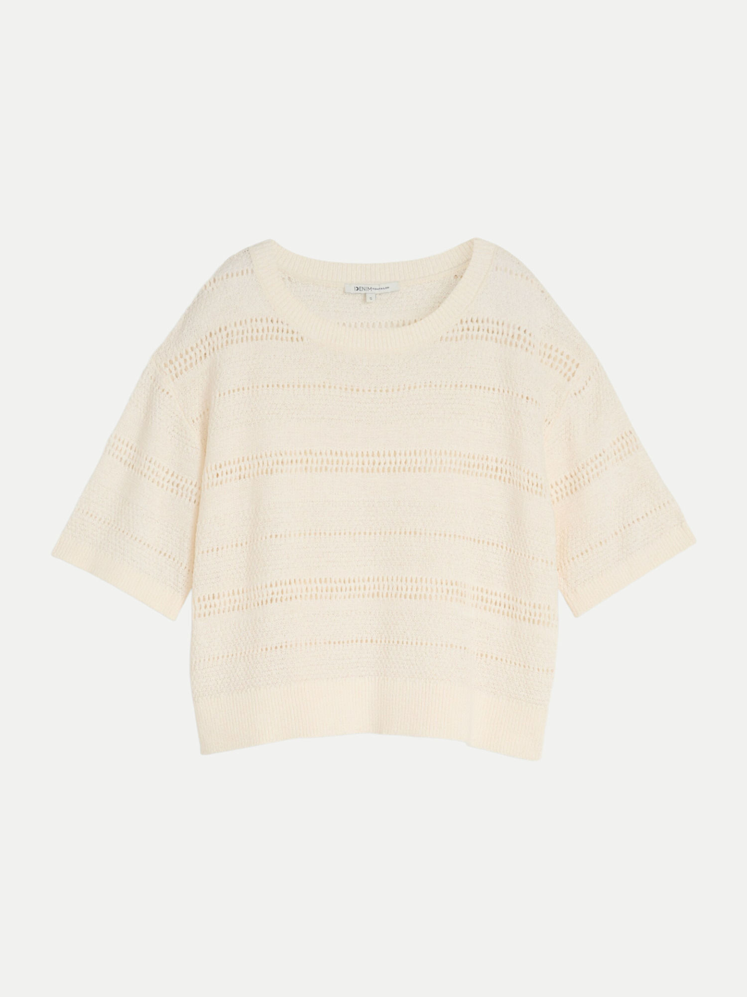 Halbarm-Pullover mit Lochmuster Beige M
