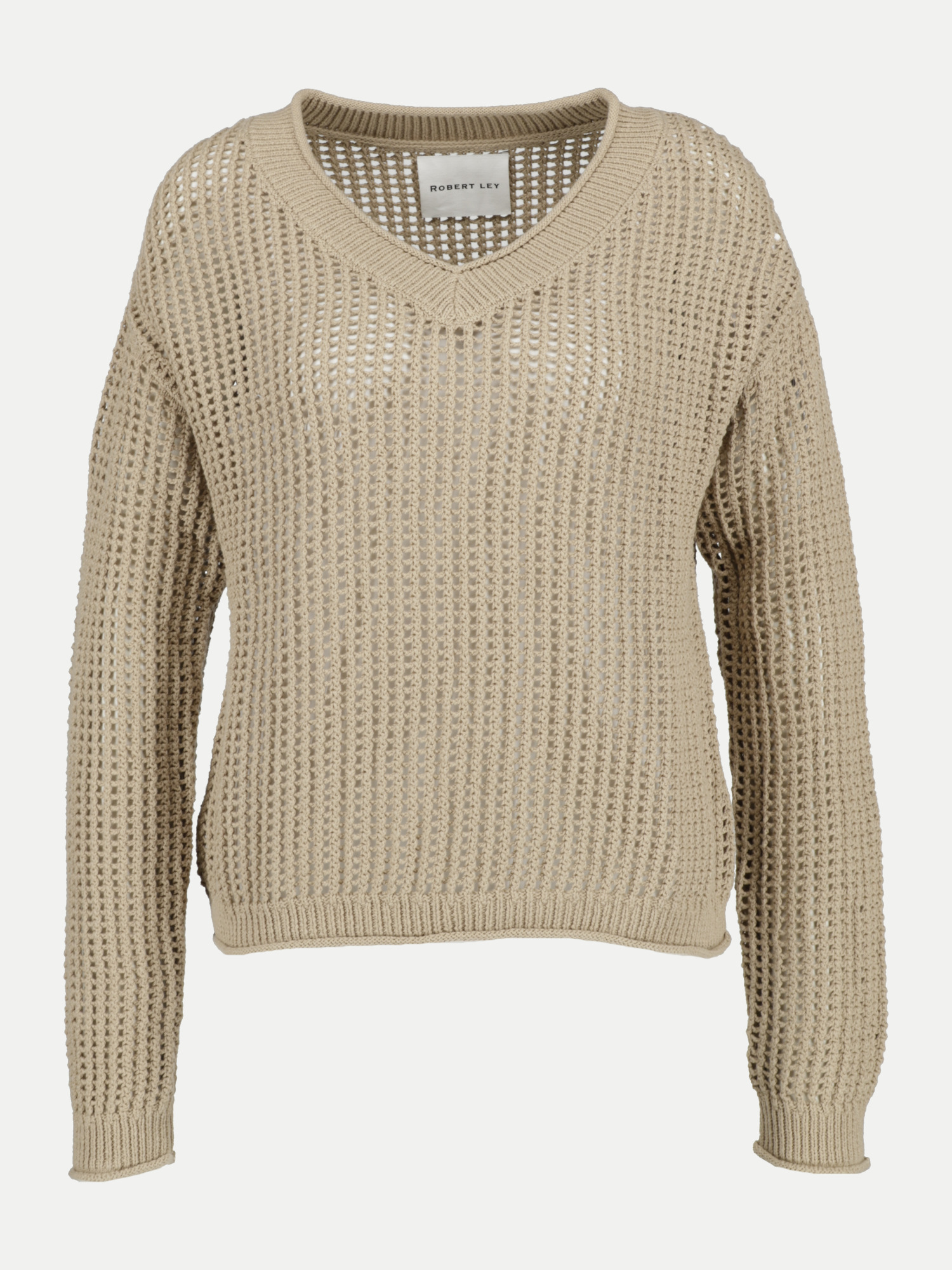 Lochstrickpullover Beige 34