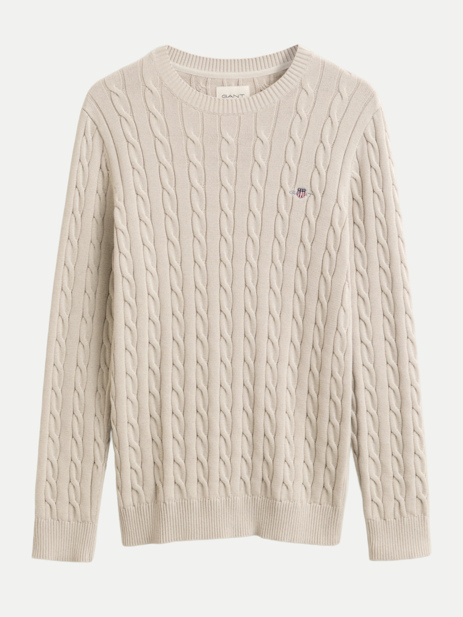 Pullover mit Zopfmuster Beige L