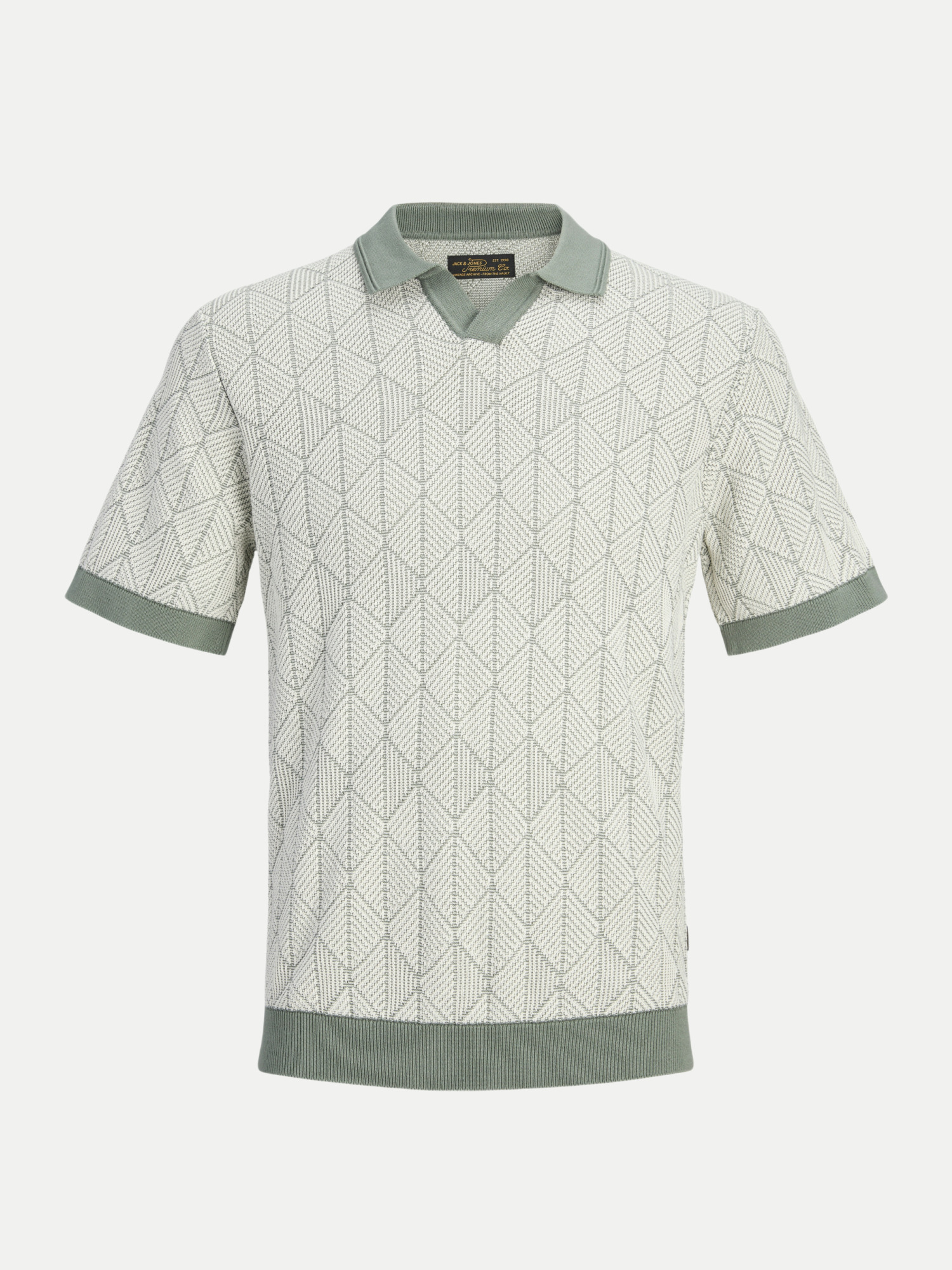 Strick-Polohemd Gemustert Weiß XL