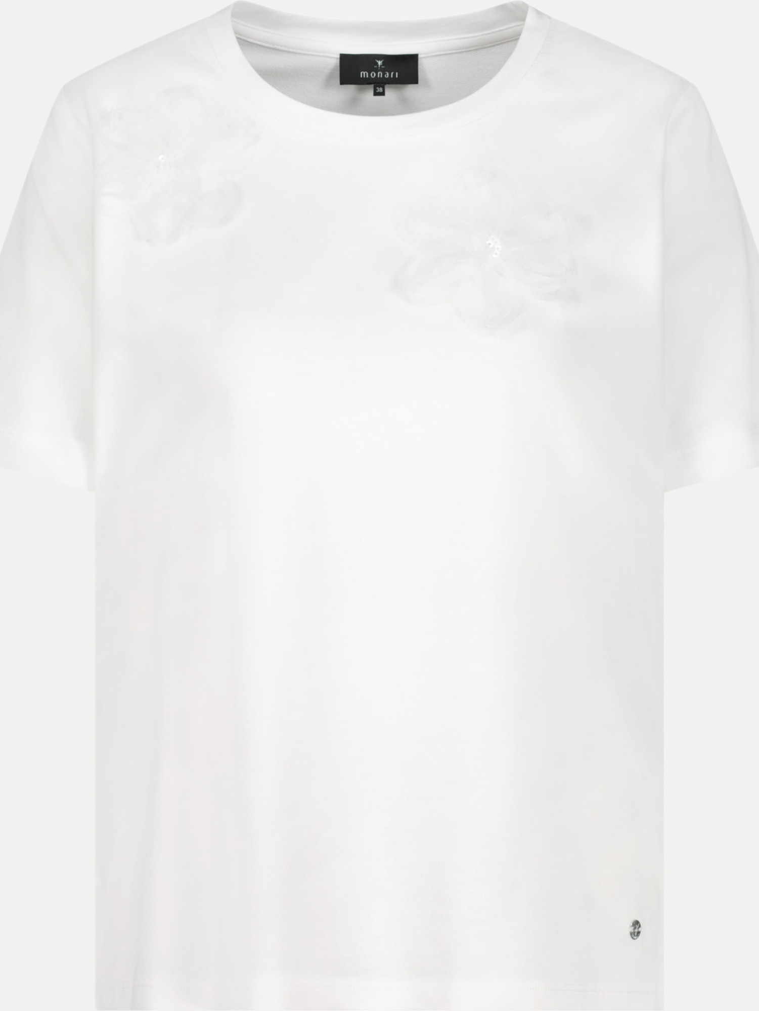 T-Shirt mit 3D Blumen Weiß 40