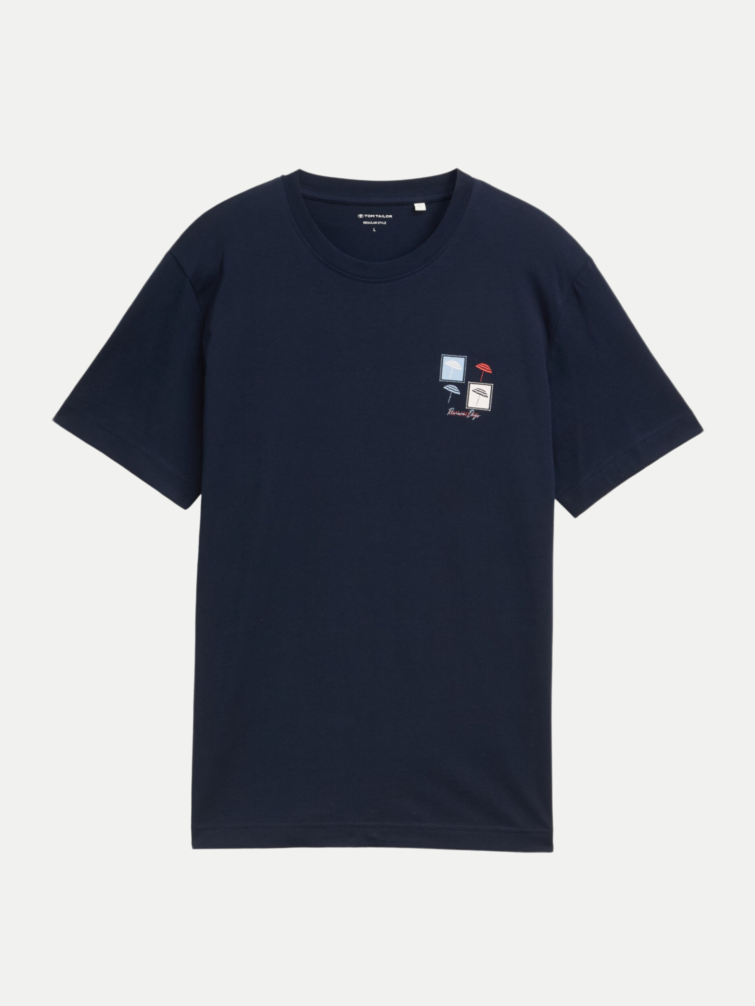 T-Shirt mit Print auf der Brust Blau L