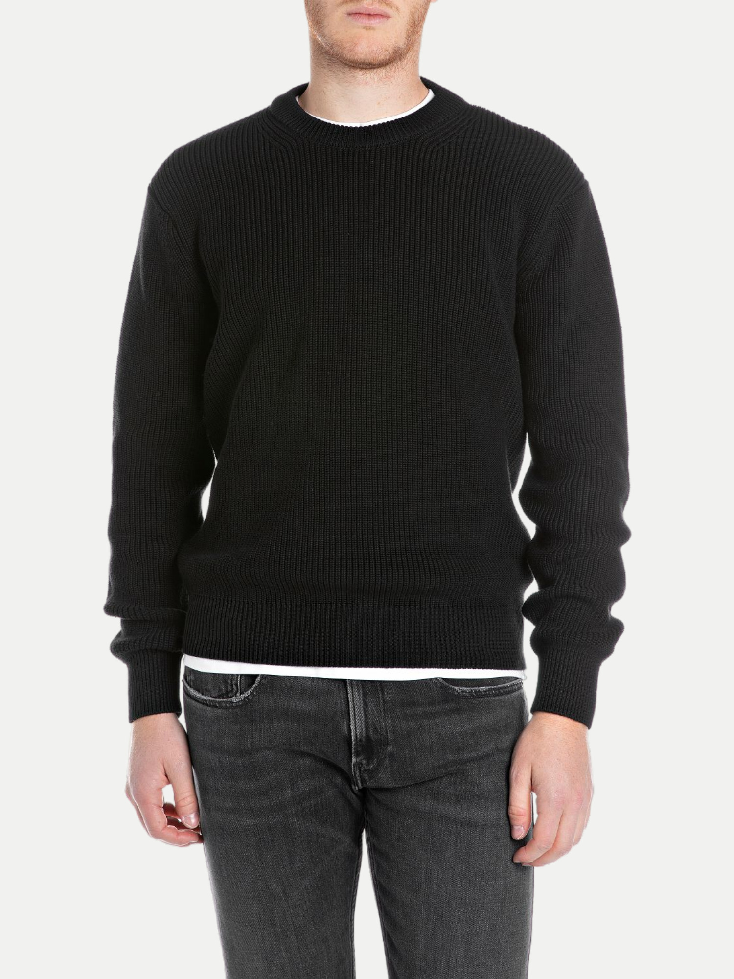 Rippstrickpullover Schwarz XXL
