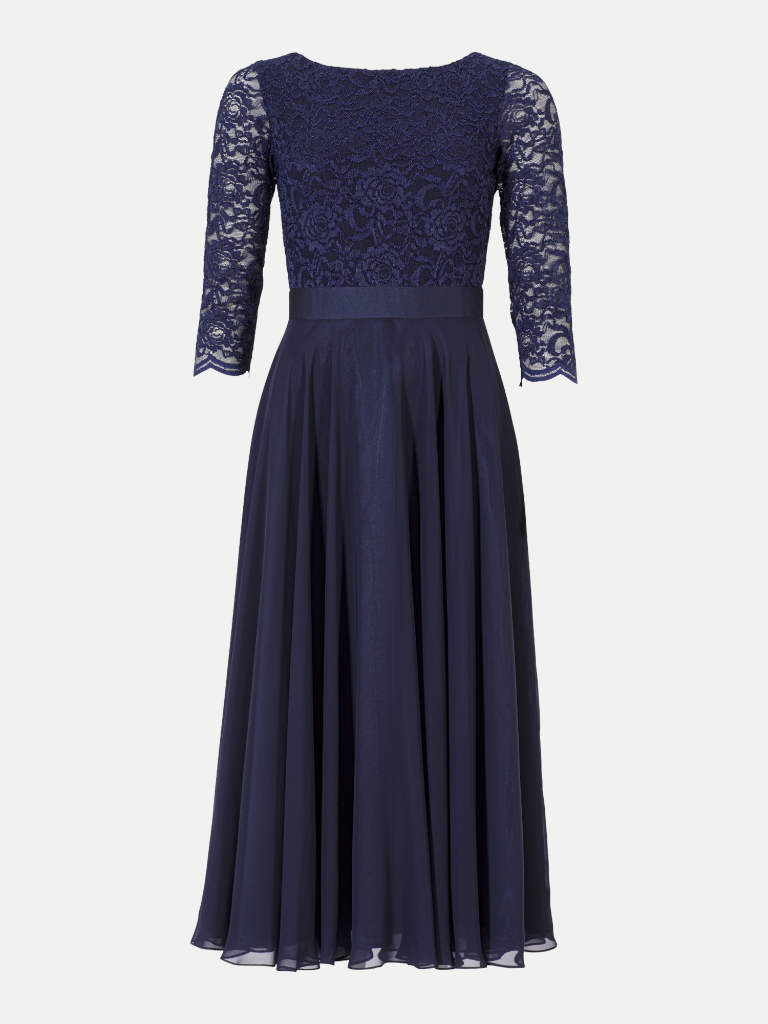 Kleid aus Spitze und Chiffo Blau 42