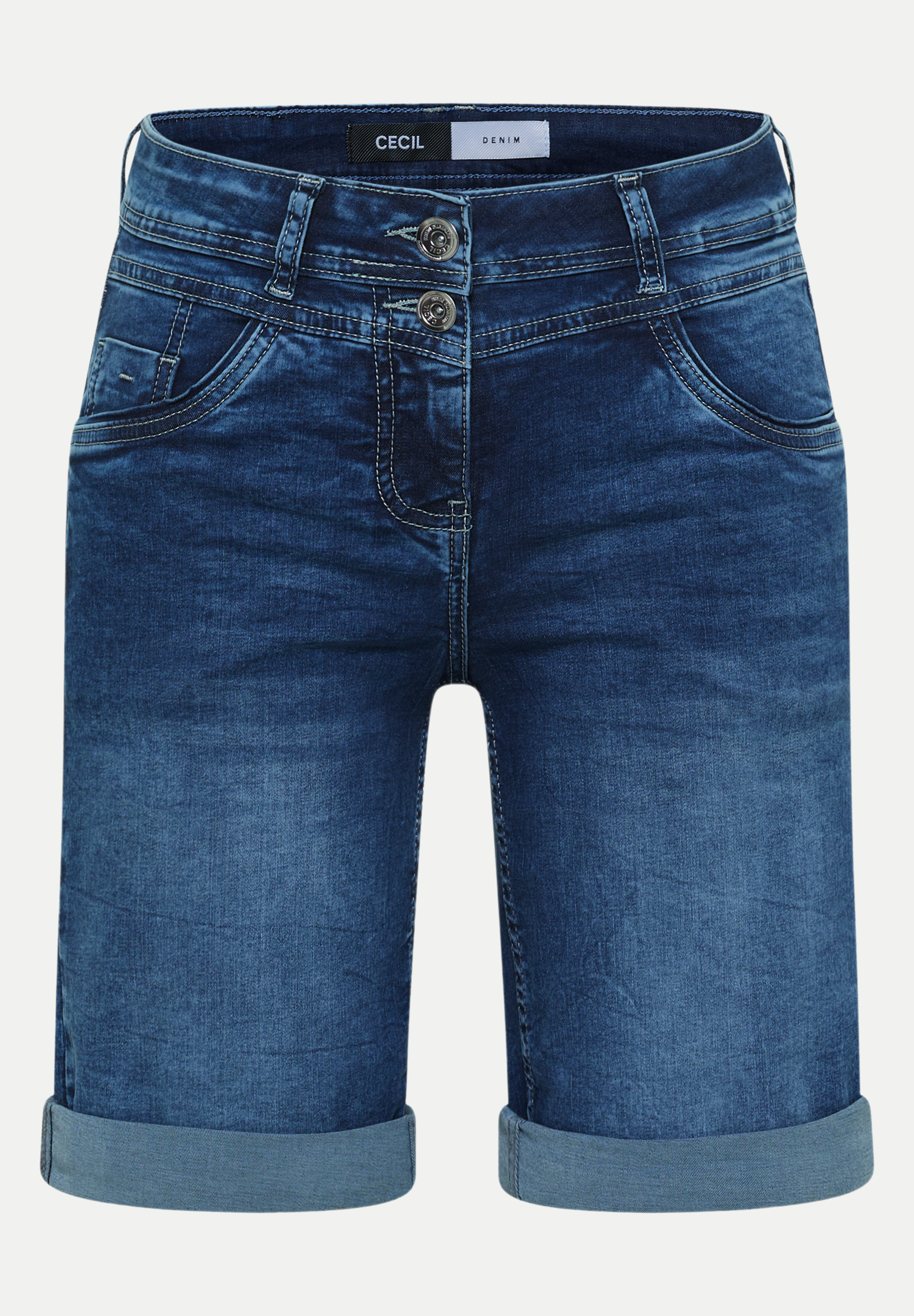 Cecil Slim- Leg Jeansshorts Blau 34