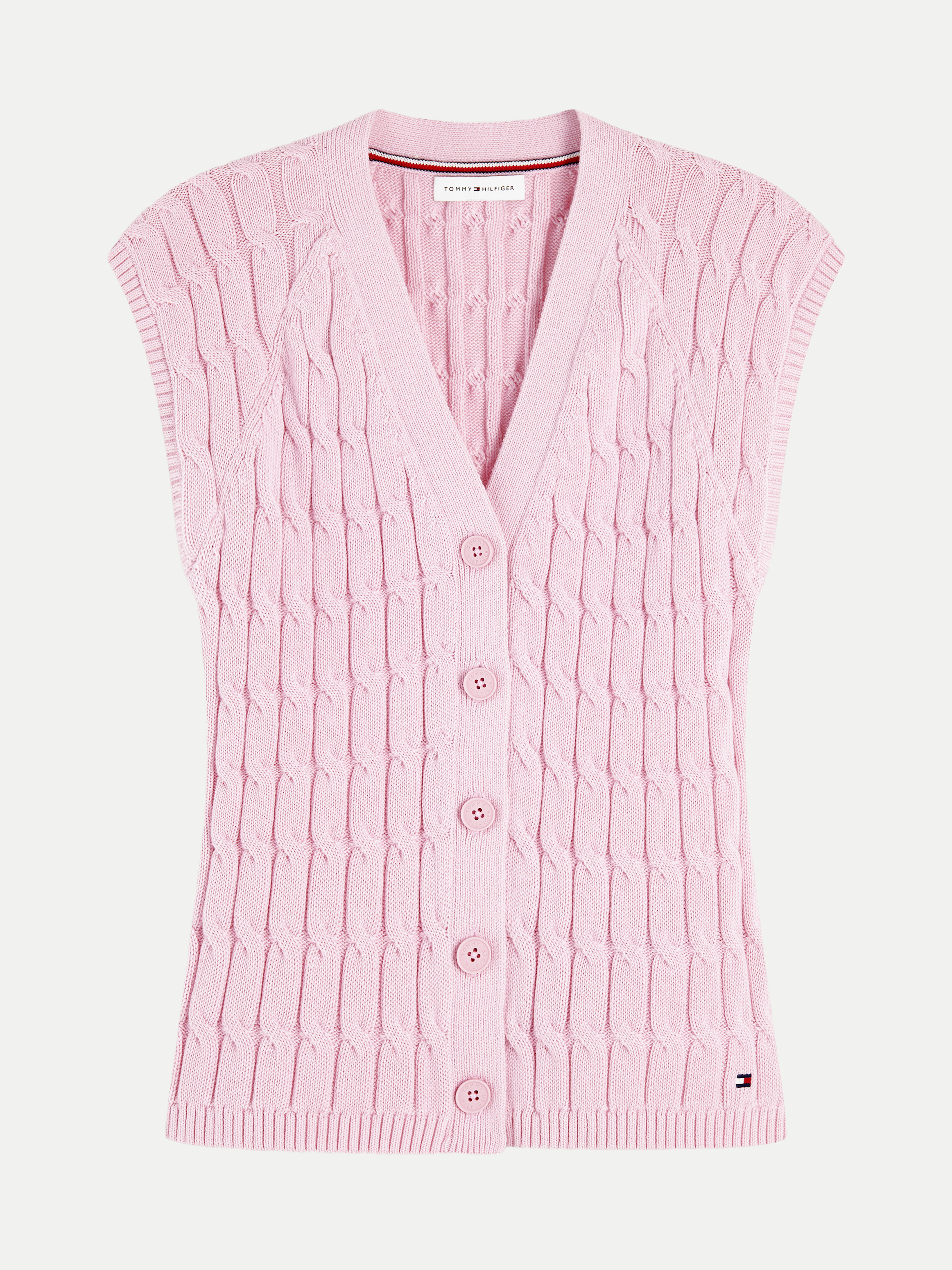 Strick Weste mit Zopfmuster Rosa L