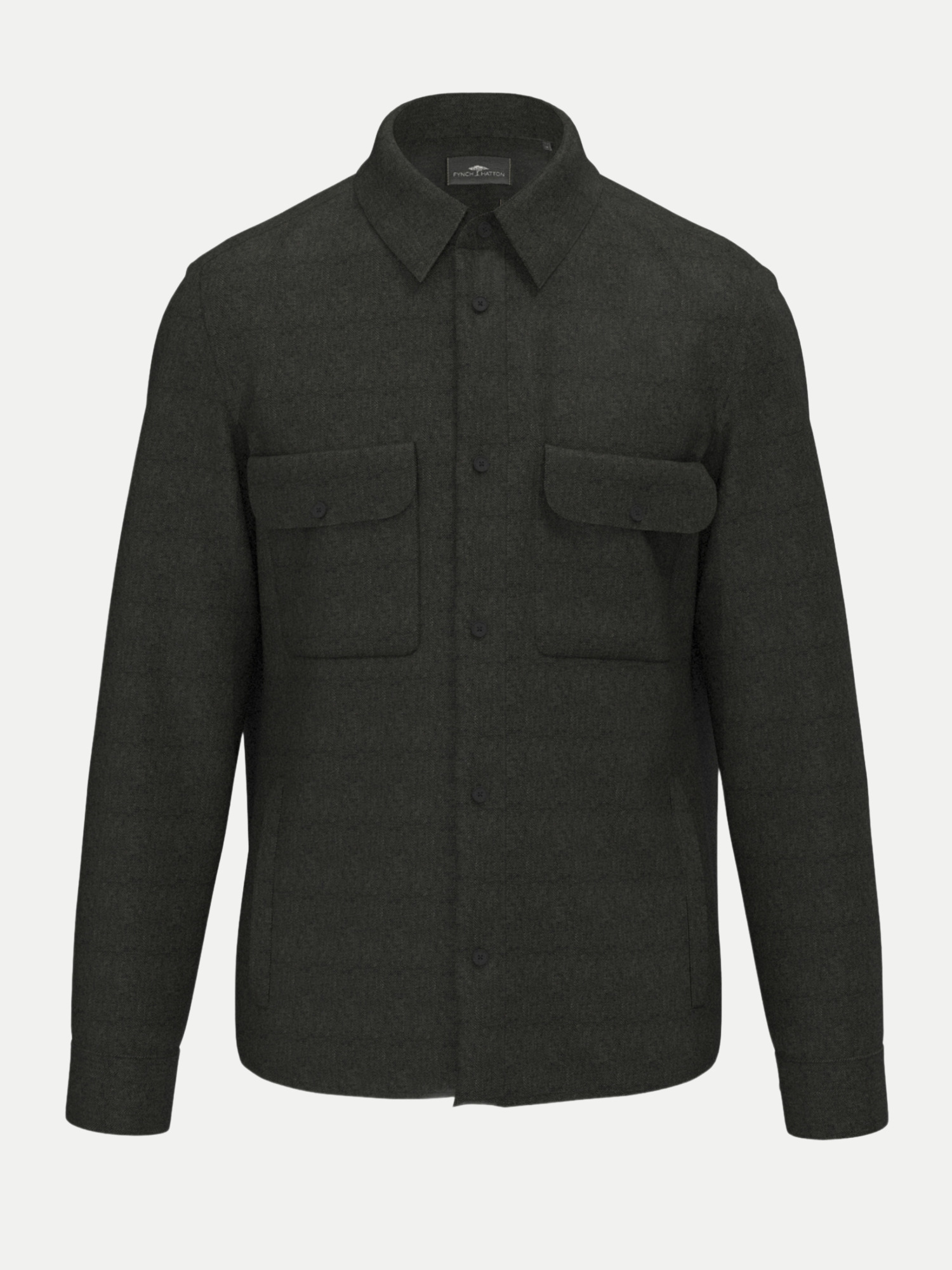 Herringbone Linen Overshirt Schwarz 3XL