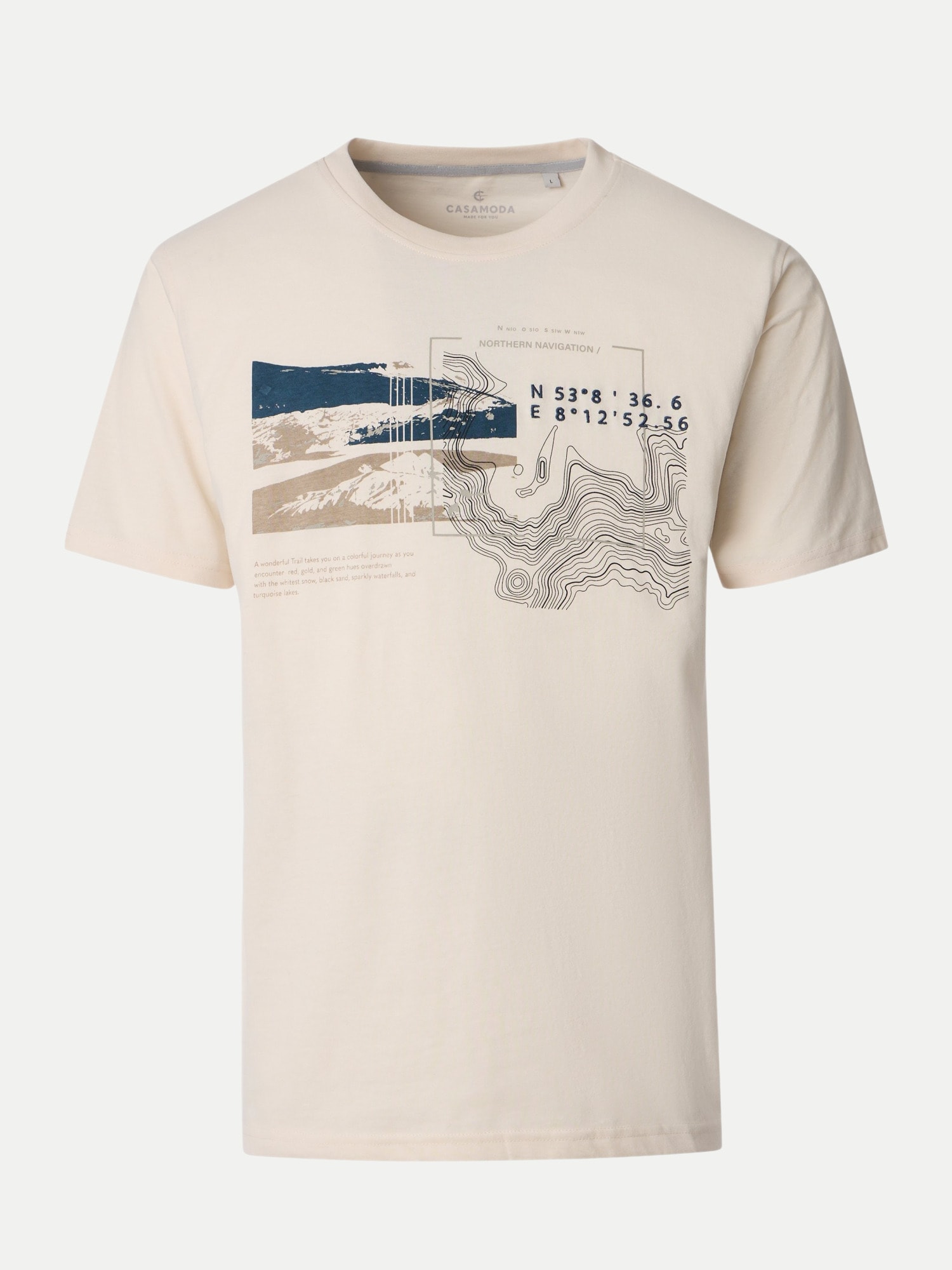 T-Shirt mit Frontprint Beige L