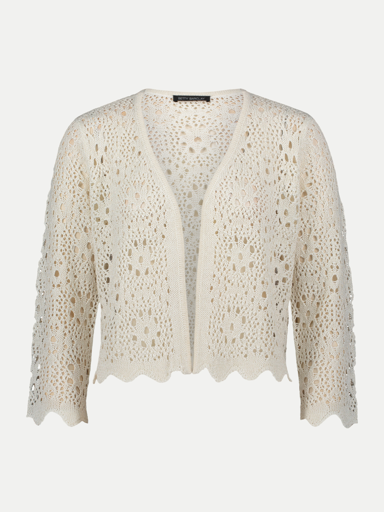 Strickjacke mit Ajourmuster Weiß 46