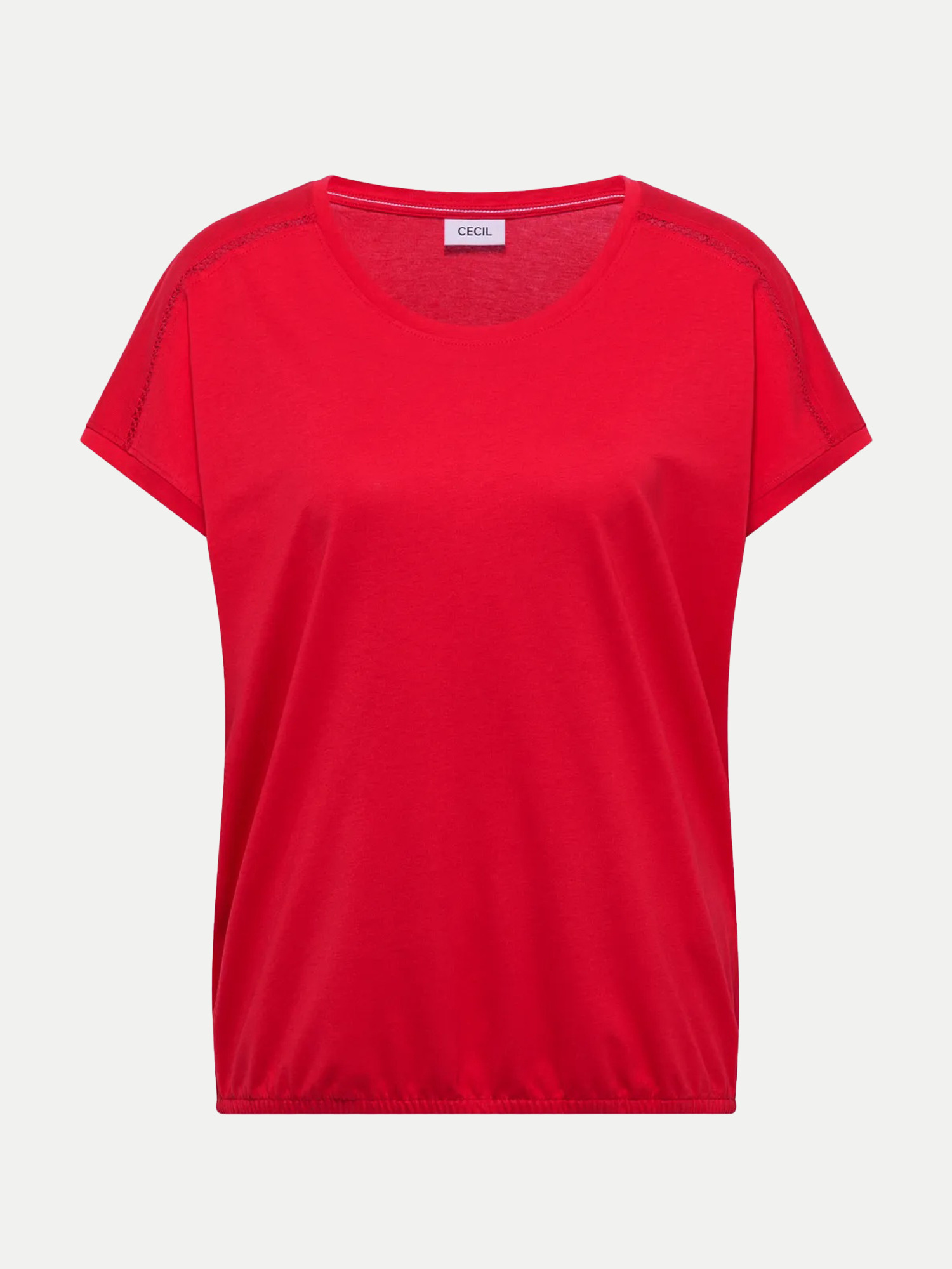 T-Shirt mit Spitzendetails Rot M