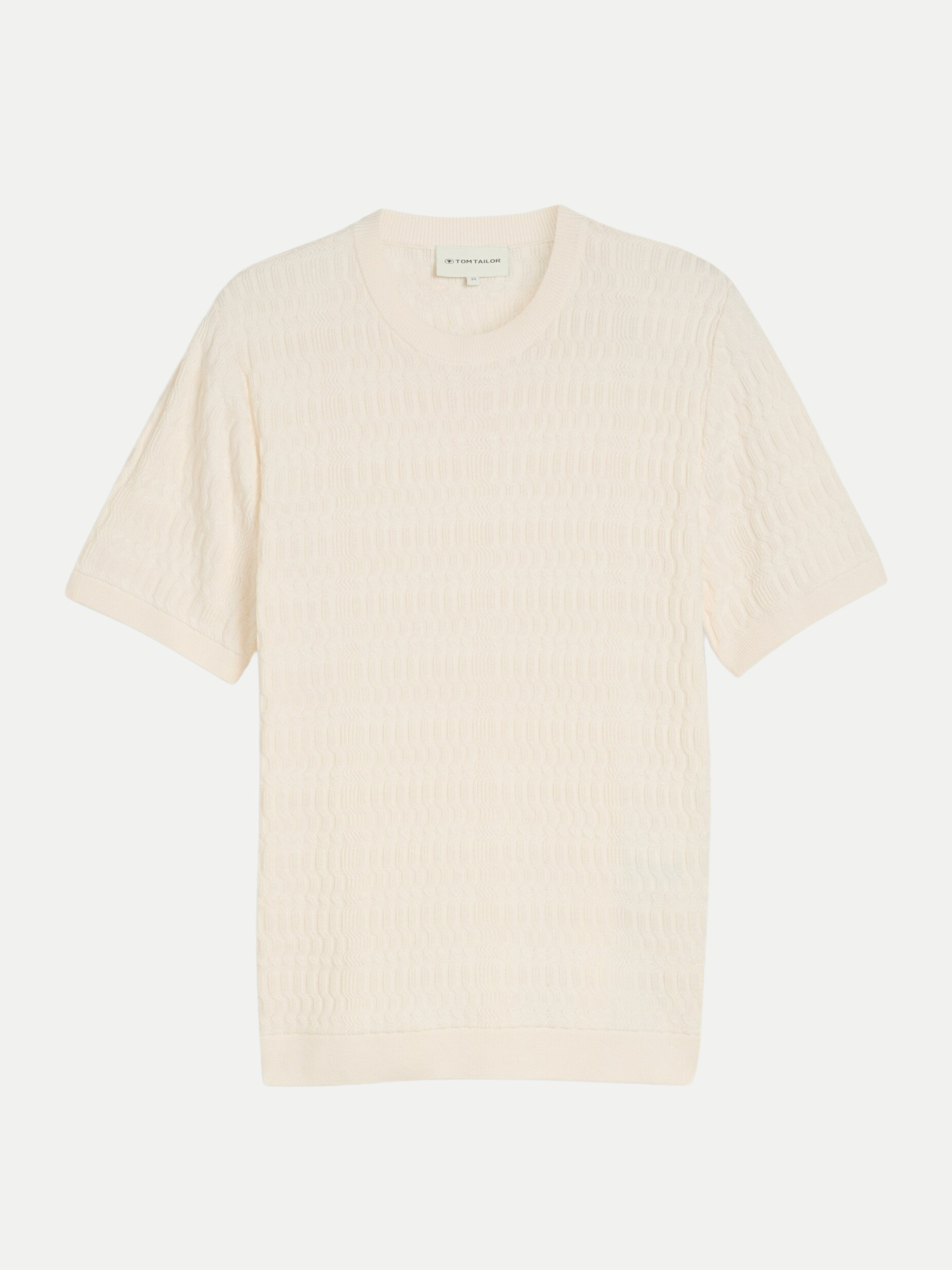 Knit t-shirt with rib structur Beige M
