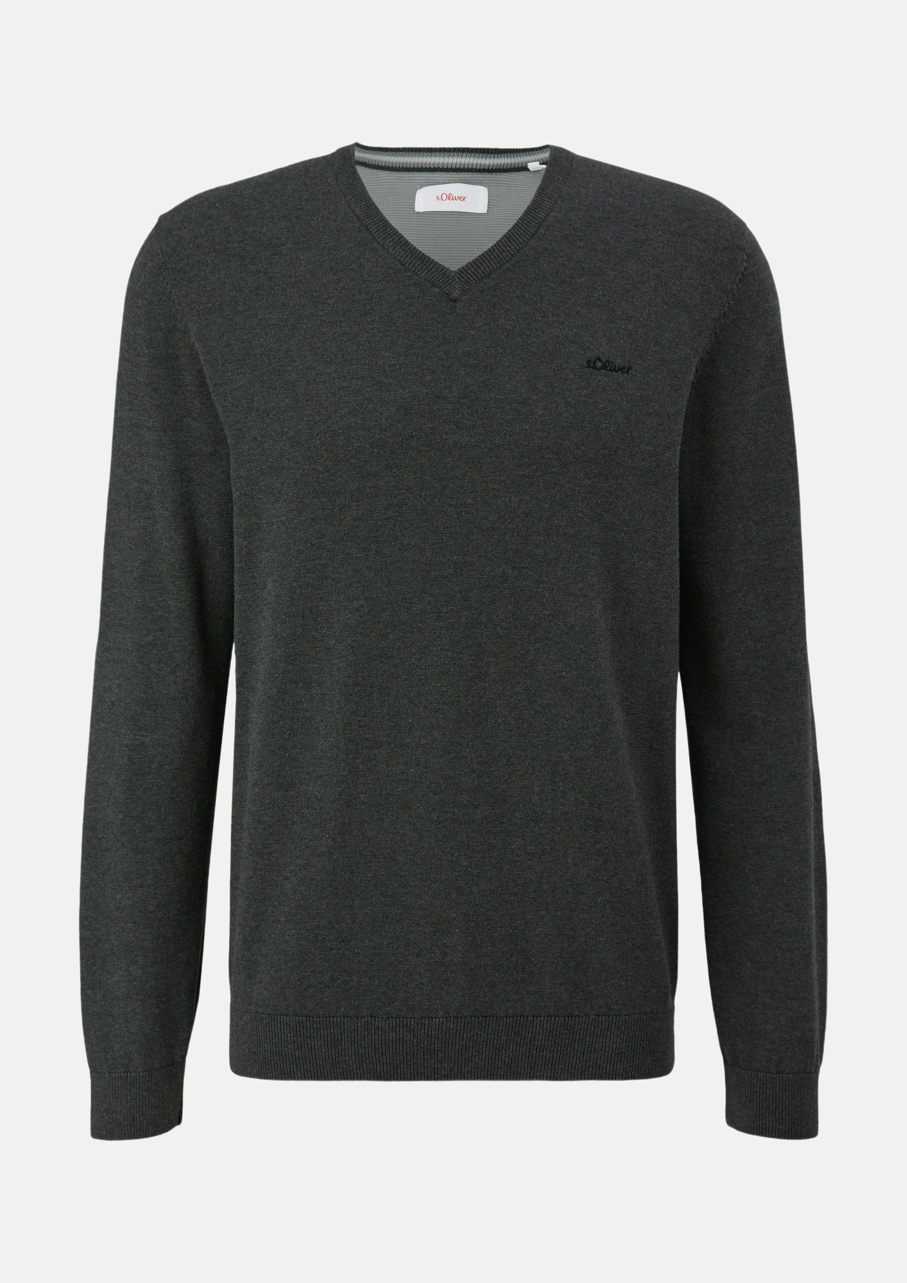 RED LABEL Strickpullover mit V-Ausschnitt Grau L