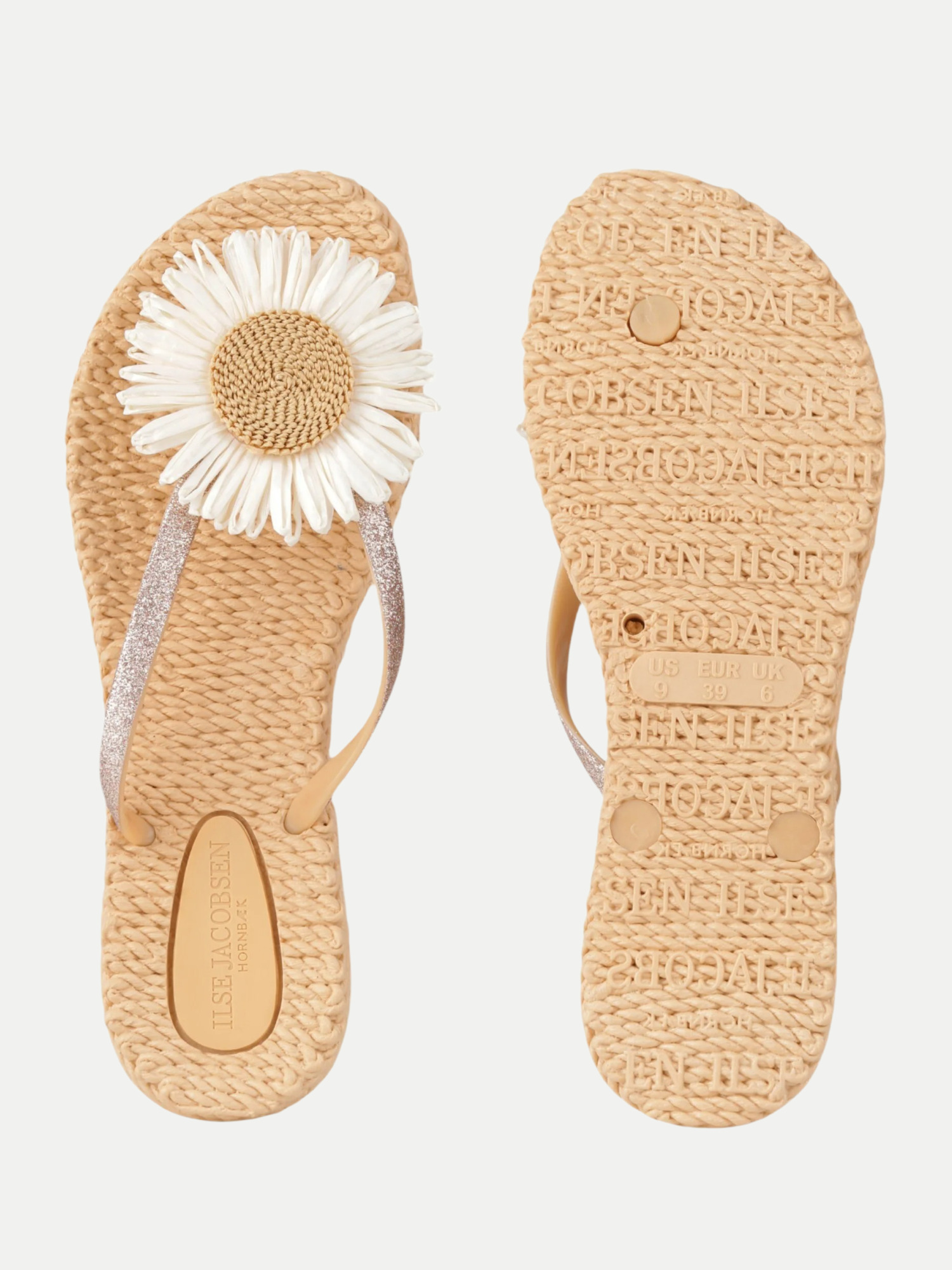 Flip-Flops mit Blumendetail Beige 39