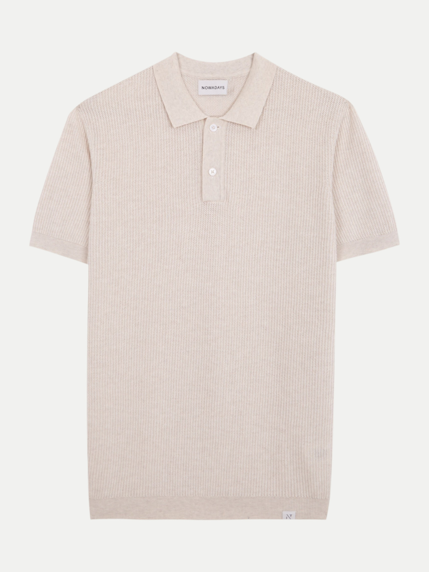 Poloshirt in Rippstruktur Beige S