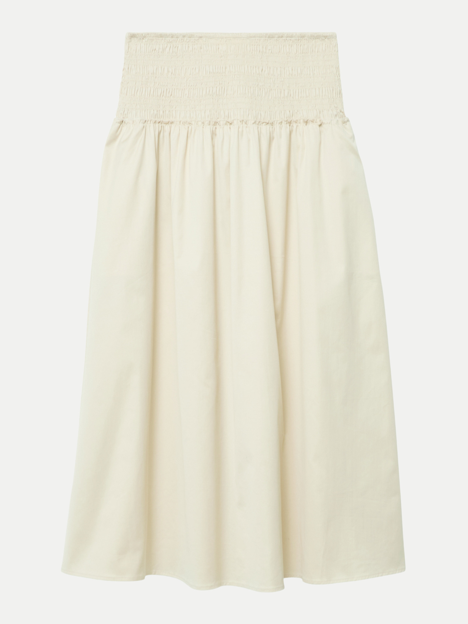Midi-Rock mit gesmoktem Bund Beige 40