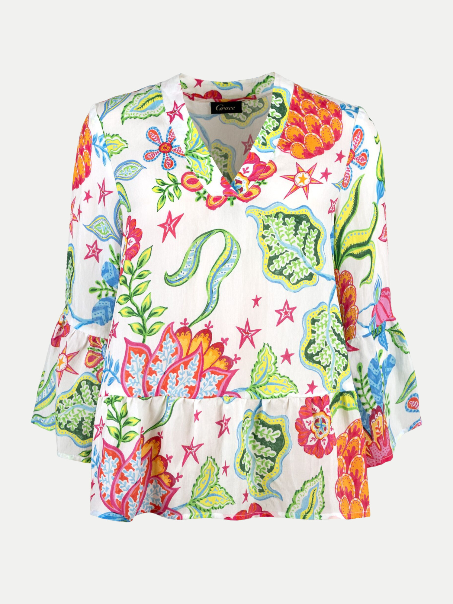 Bluse mit Alloverprint Mehrfarbig S