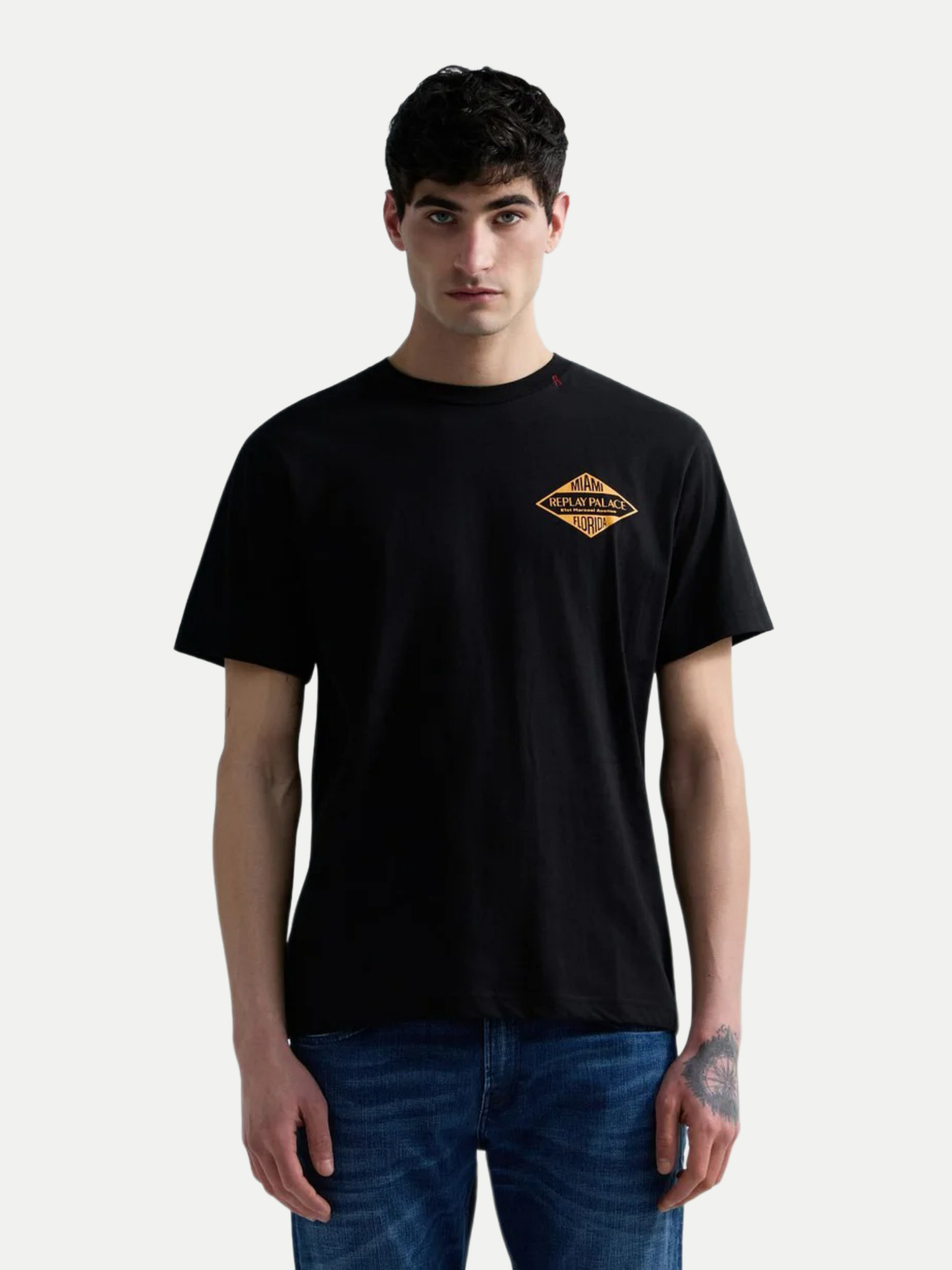T-Shirt mit Backprint Schwarz L