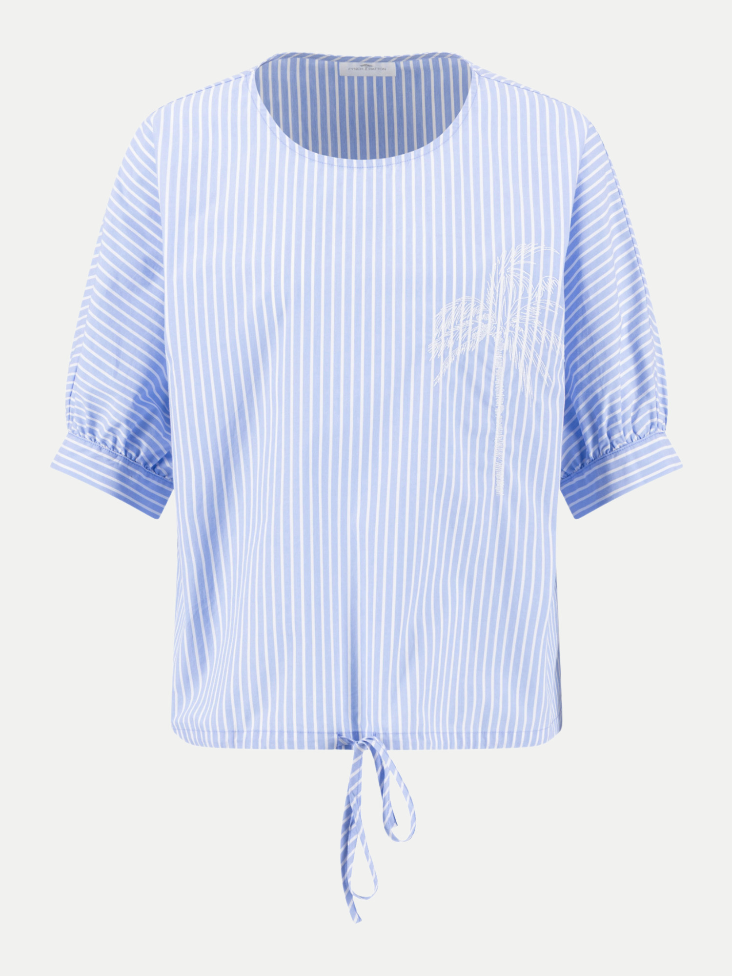 BLOUSE RUFFEL BIND STRIPE EMBRO Blau 42