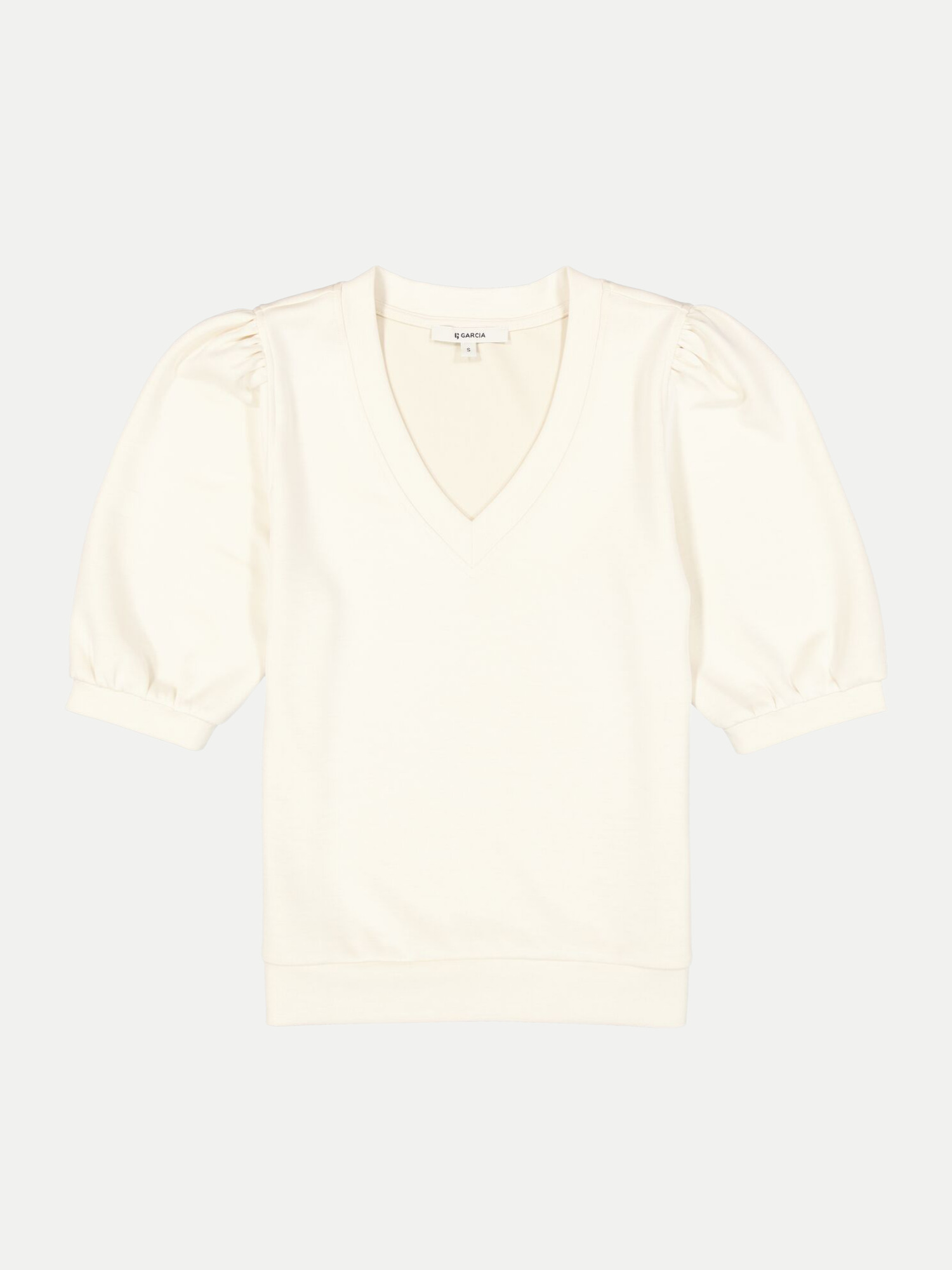 Kurzarm-Sweatshirt mit Ballonärmeln Weiß M