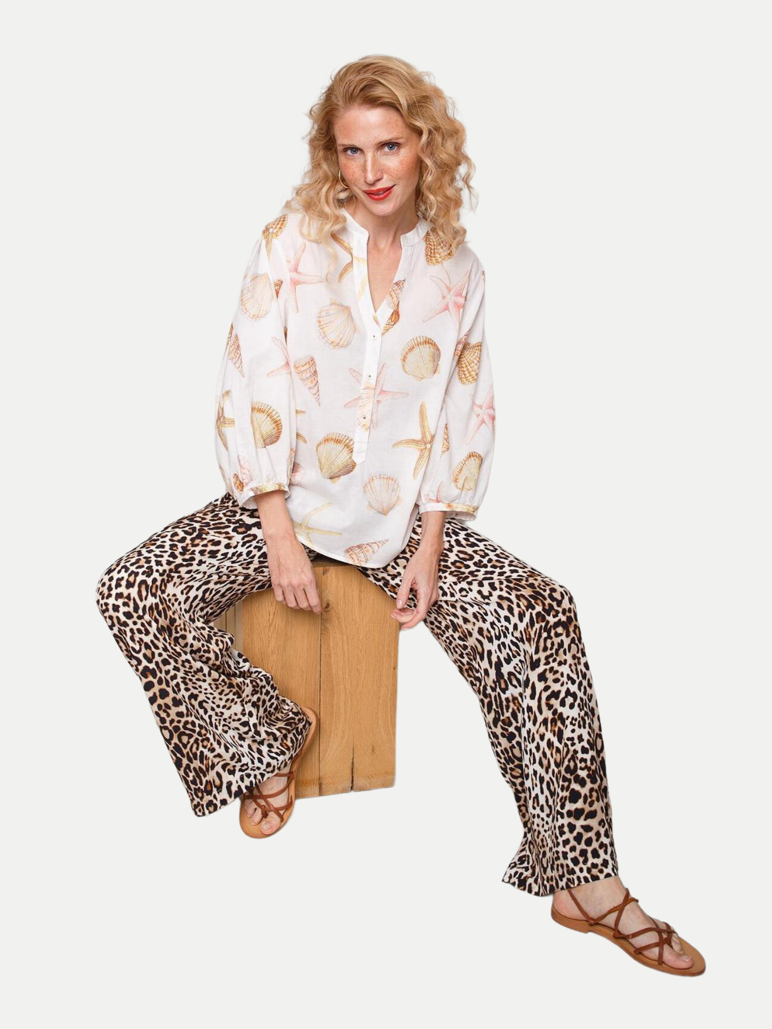 Bluse mit Seashell-Print Mehrfarbig 38