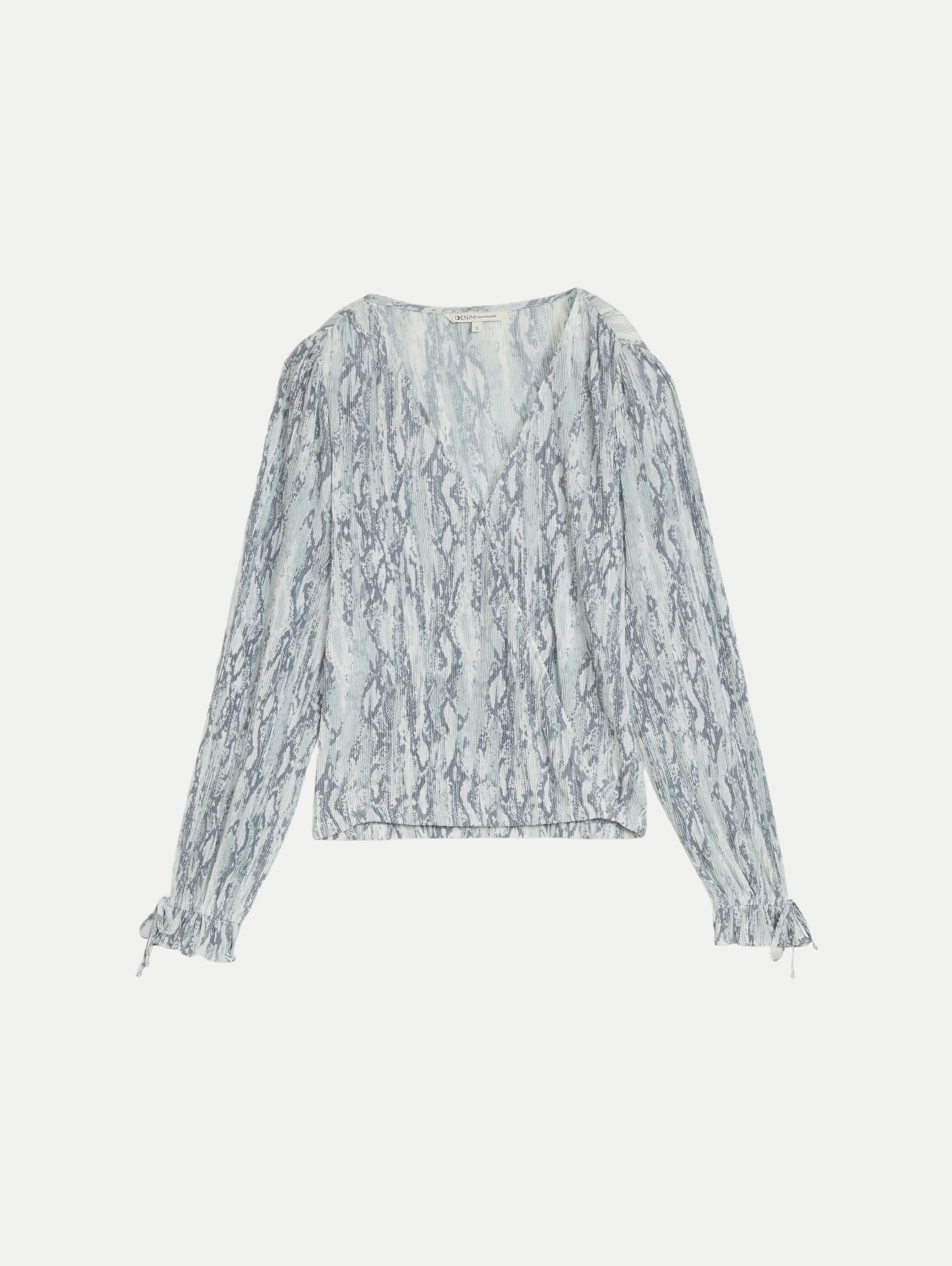 Wickelbluse mit Schlangenprint Blau M