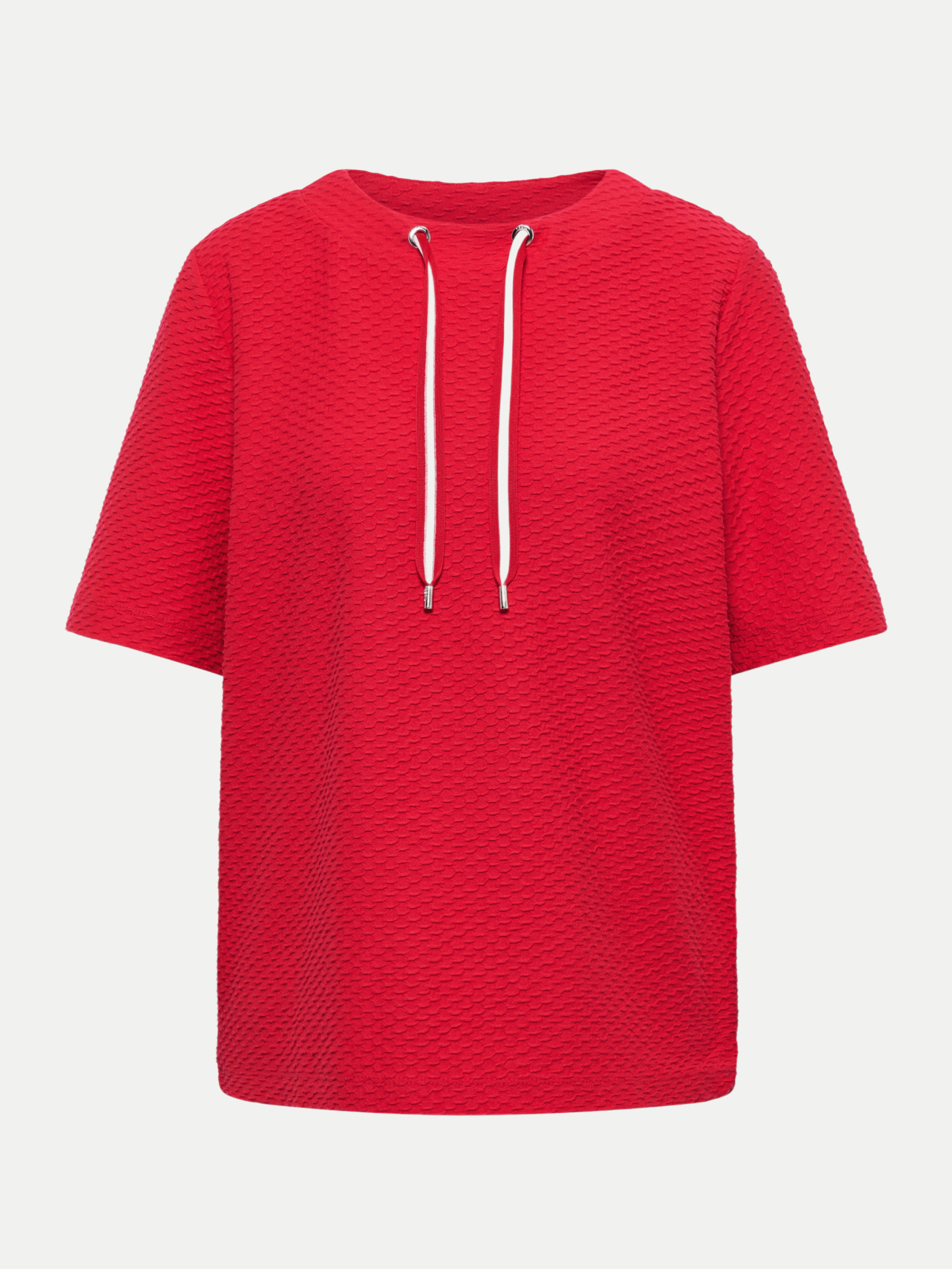 Strukturshirt mit Tunnelzug Rot L