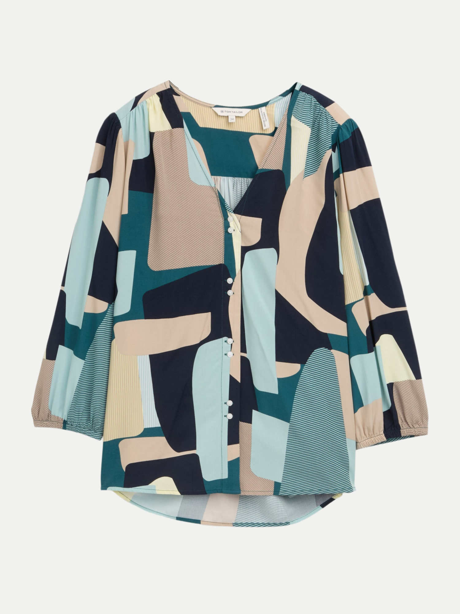 Bluse mit V-Ausschnitt Mehrfarbig 38