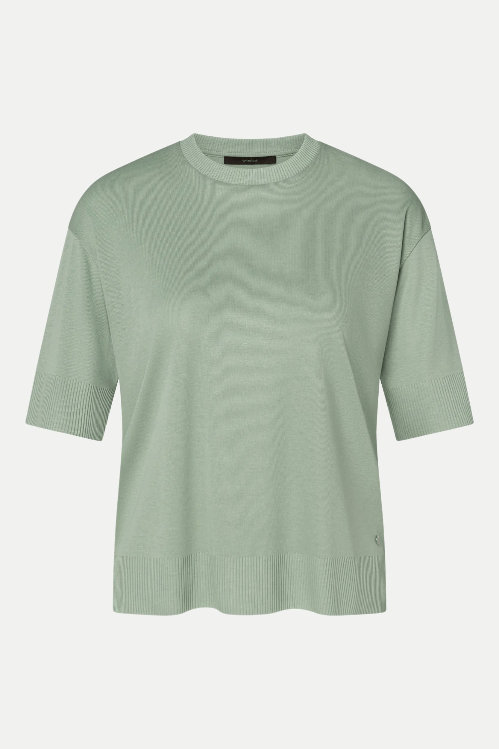 T-Shirt mit Rippenbündchen Grün 40
