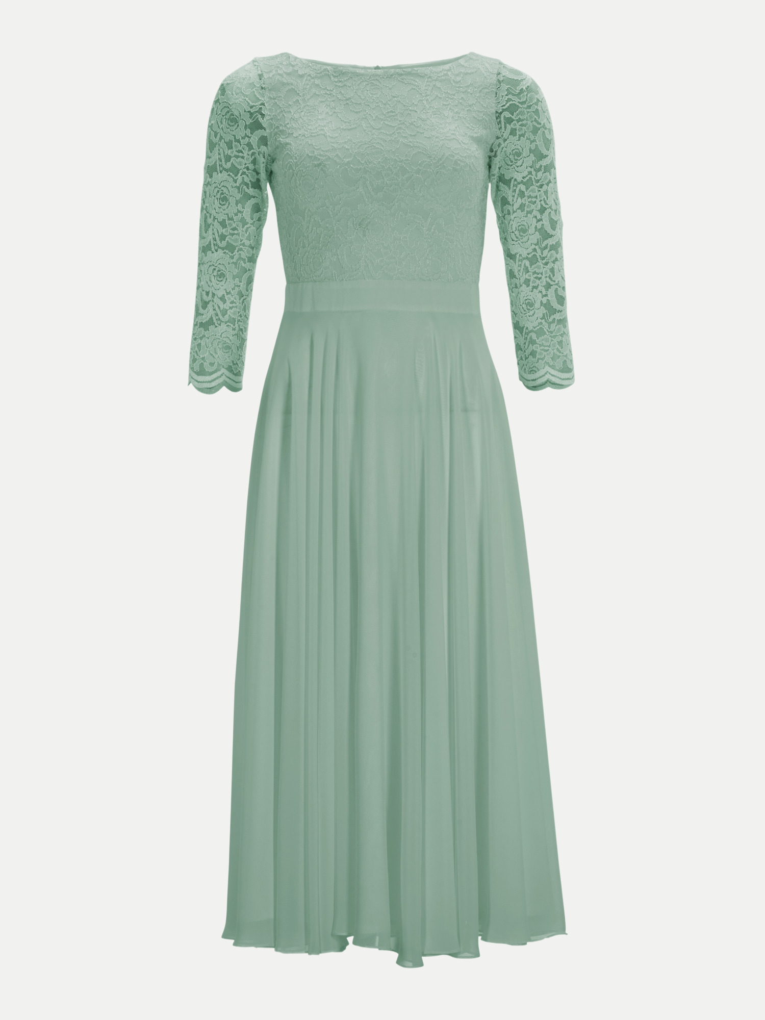 Kleid aus Spitze und Chiffo Grün 36