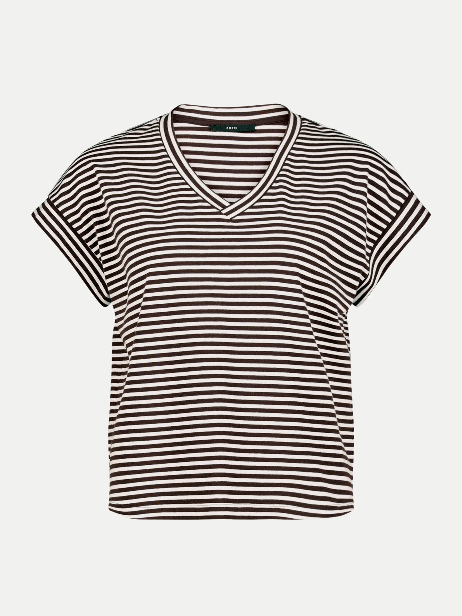 Gestreiftes T-Shirt mit V-Ausschnitt Mehrfarbig 40
